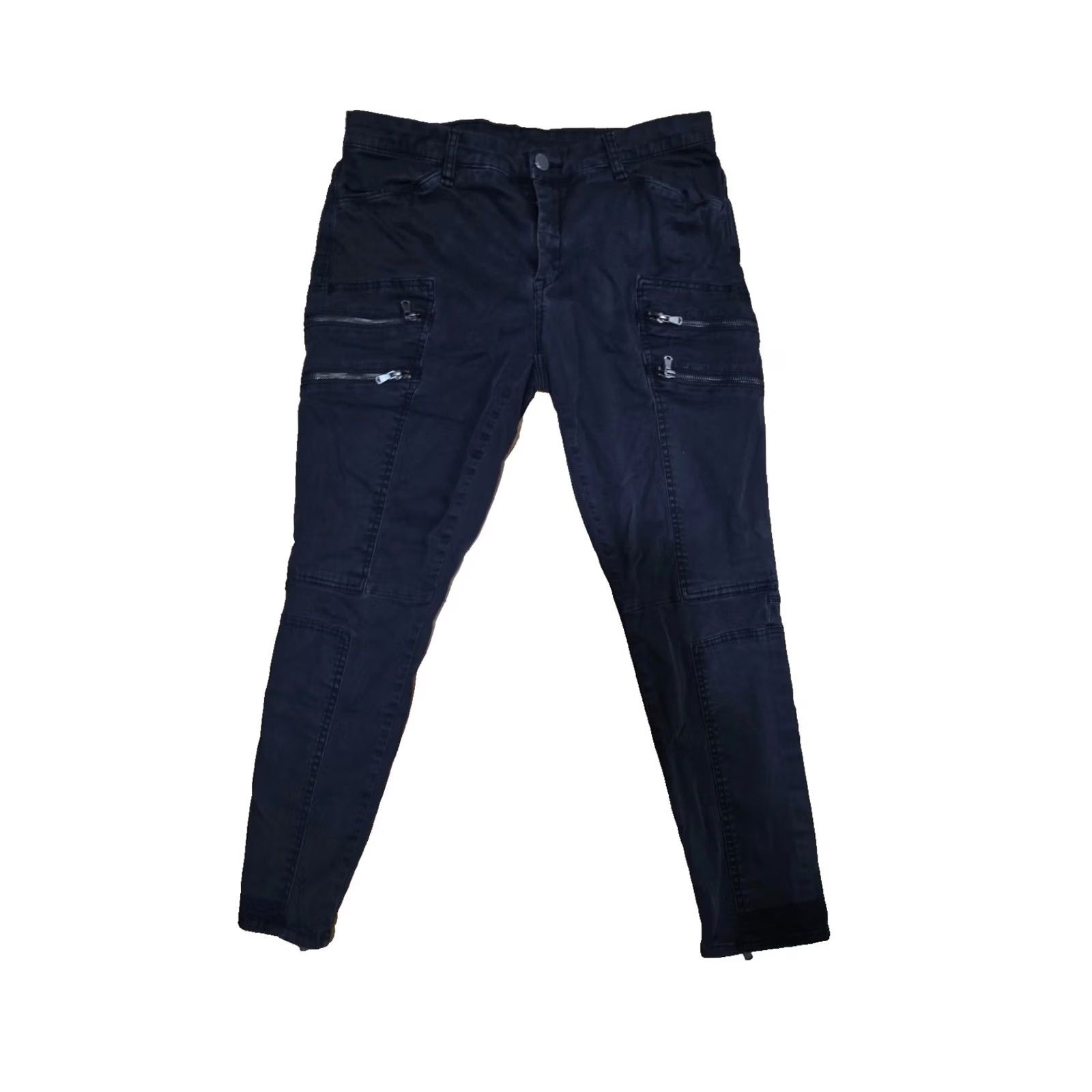 Vintage BLANKNYC Skinny Cargo Pants Women's 30 Black Denim Cotton Ankle Zip Pockets Size 30" / US 8 / IT 44 - 2 Thumbnail