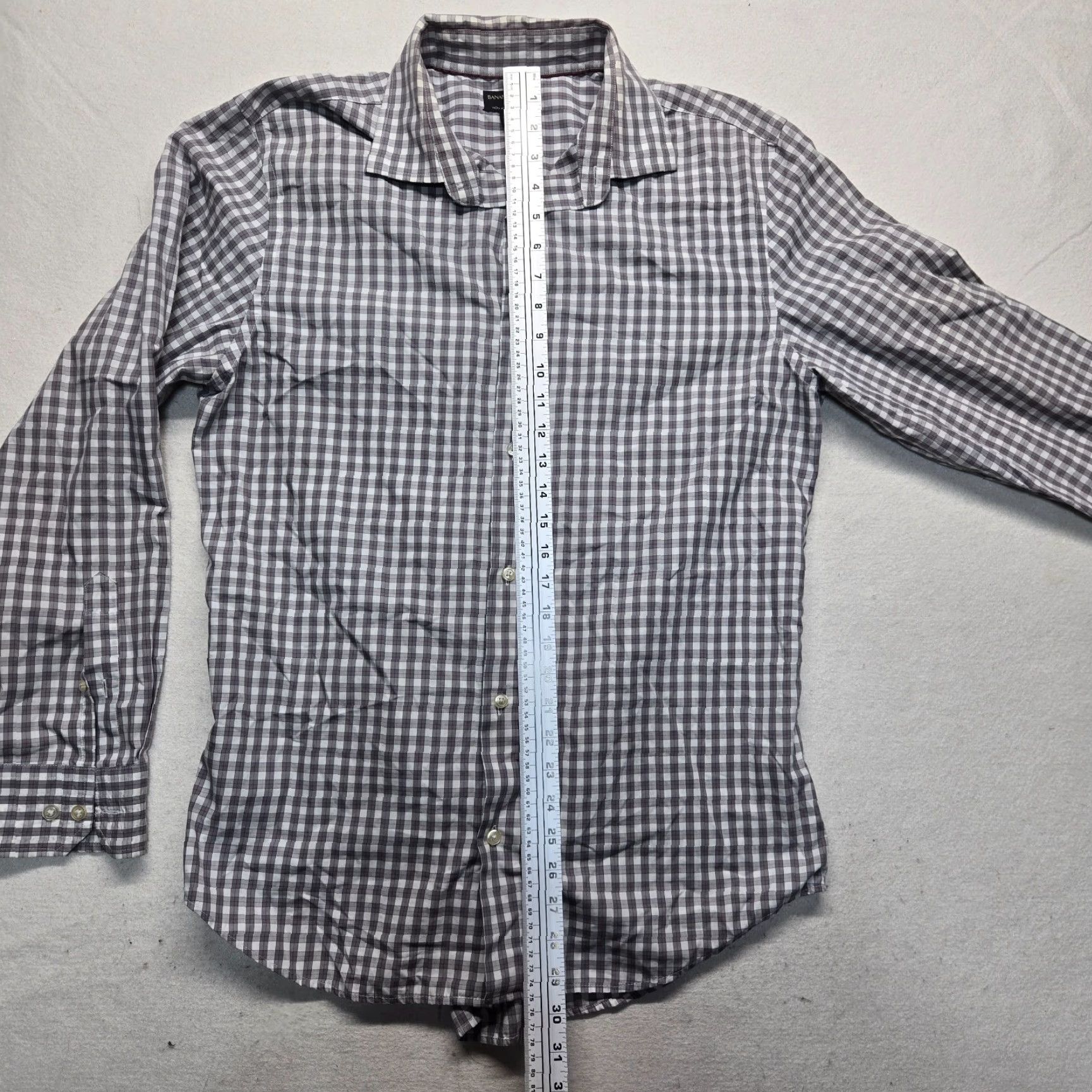Banana Republic VINTAGE Banana Republic Gray Checkered Slim Fit Long Sleeve Button-Down Shirt Men Large Size US L / EU 52-54 / 3 - 6 Thumbnail