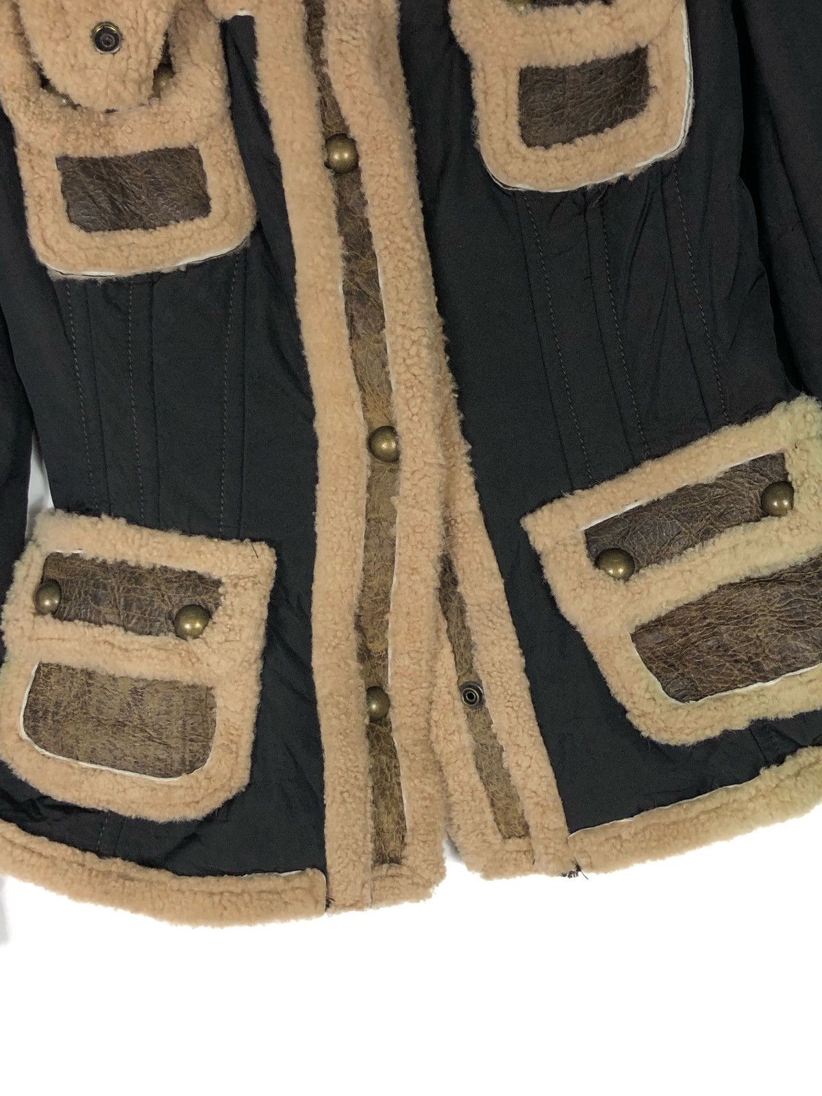 Blackstock & Weber MADE IN ITALY WEBER PATCHWORK SHEEPSKIN SHEARLING JACKET Size XXS / US 00 / IT 34 - 12 Thumbnail