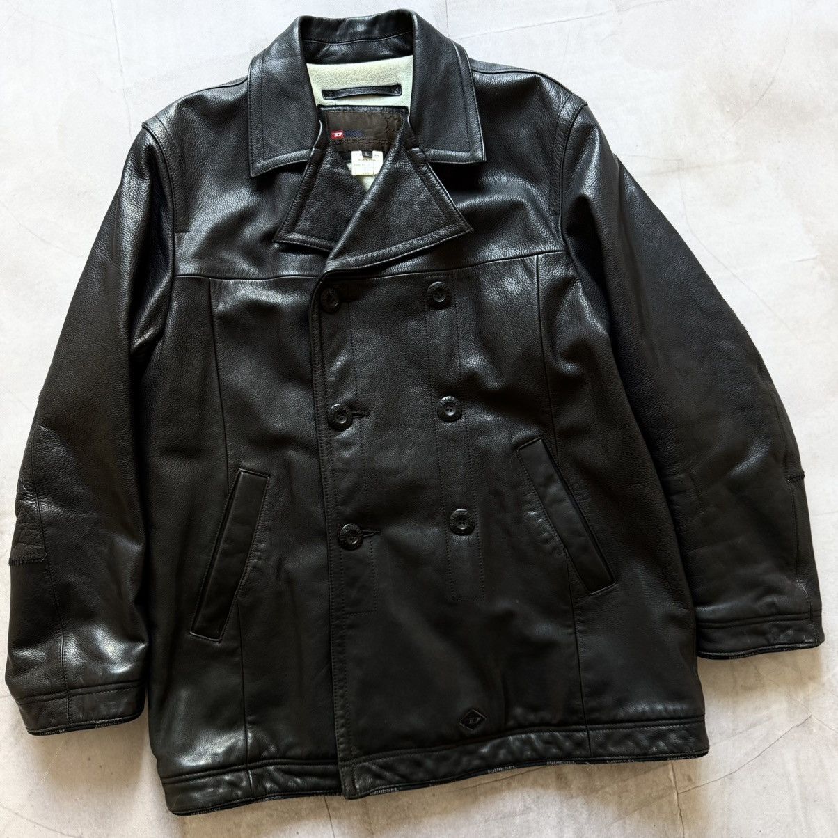 Diesel Vintage 90s Diesel Double Breasted Coat Leather Y2K Jacket Size US L / EU 52-54 / 3 - 2 Thumbnail
