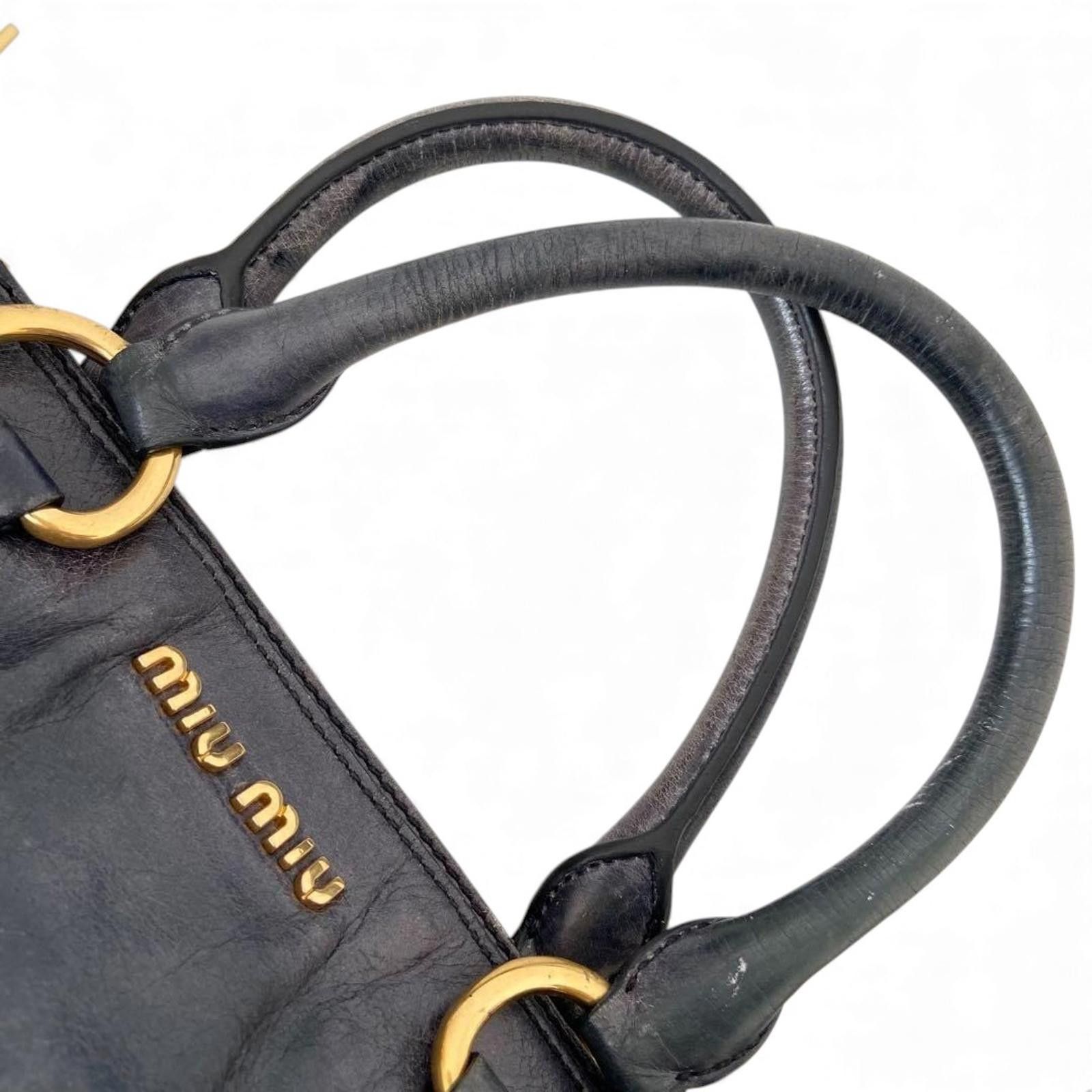 Miu Miu Miu Miu - Black Leather Handbag with Gold Hardware Size ONE SIZE - 6 Thumbnail