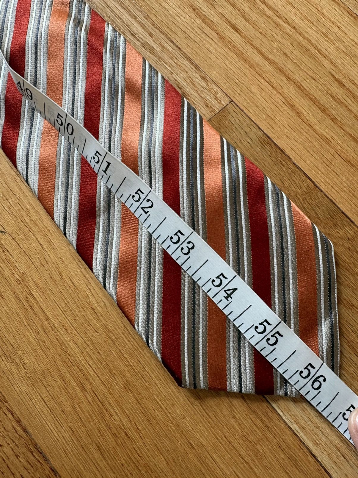 Other Geoffrey Beene 100% Silk Handmade Rust Orange Striped Tie Size ONE SIZE - 6 Thumbnail