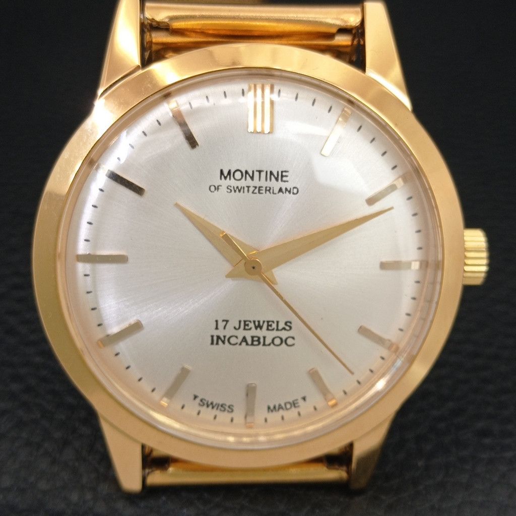 Other VINTAGE MONTINE HAND-WINDING SWISS MENS SILVER WATCH a444162 Size 38 - 4 Thumbnail