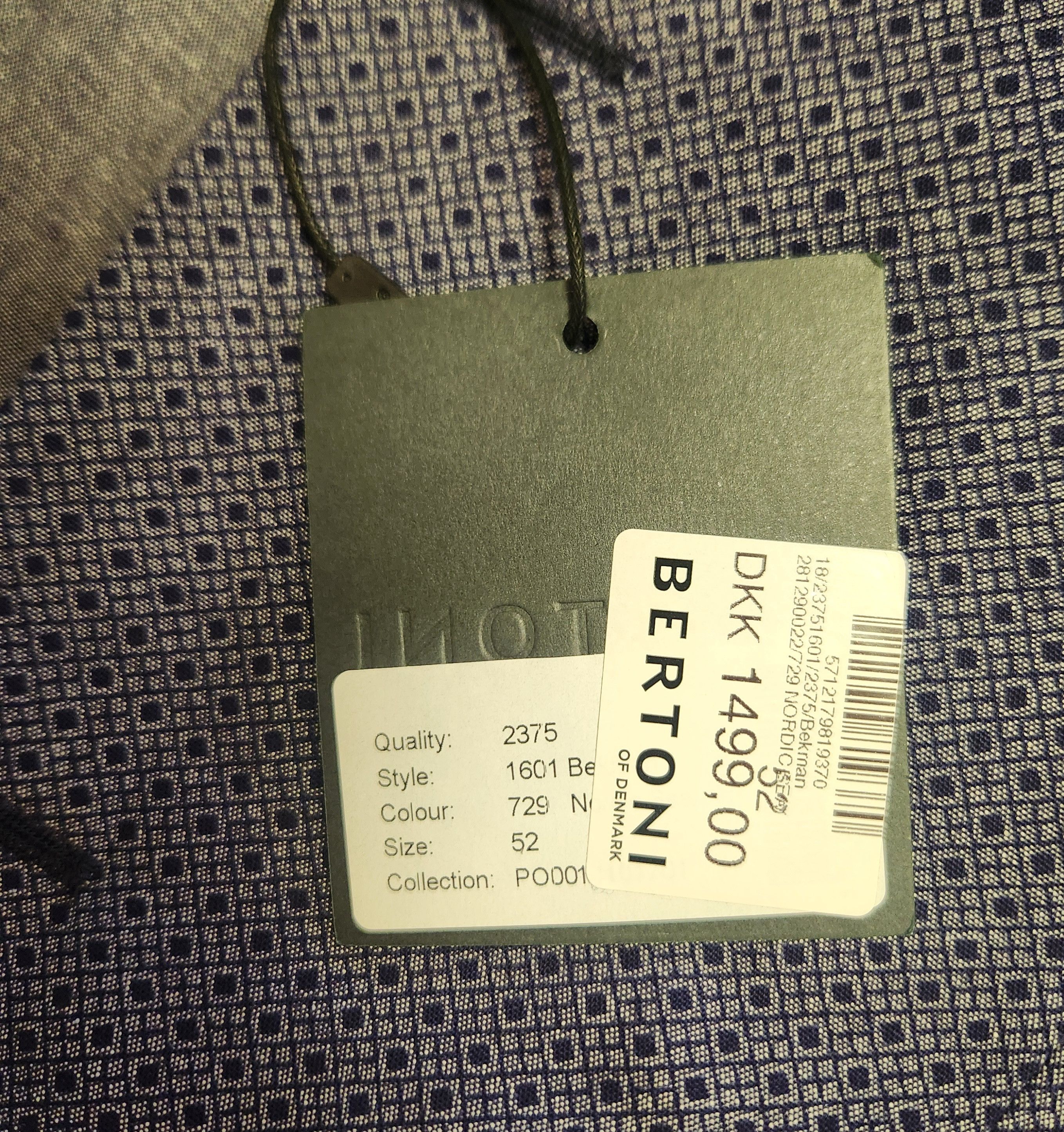Other Bertoni sport coat 42 blue cotton pattern men's Denmark Size 42R - 9 Thumbnail