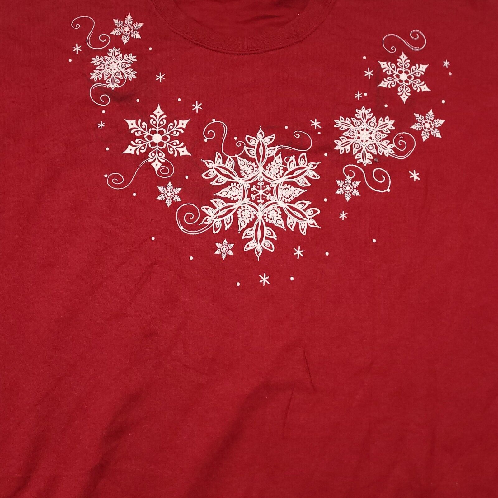 Jerzees Festive Snowflake Sweatshirt Womens Size XL Red Jerzees Size XL / US 12-14 / IT 48-50 - 4 Thumbnail