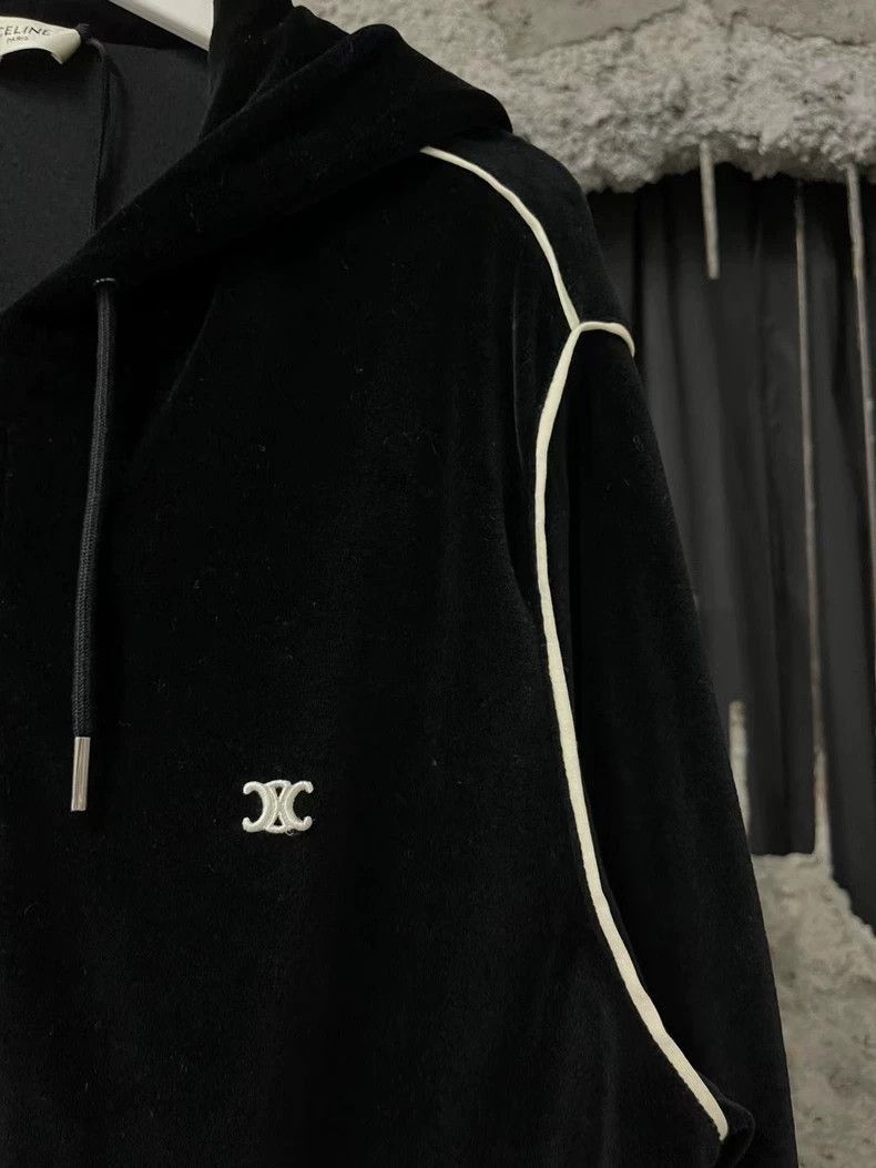 Celine Celine Black Velvet Hoodie with Zipper Size US L / EU 52-54 / 3 - 5 Thumbnail