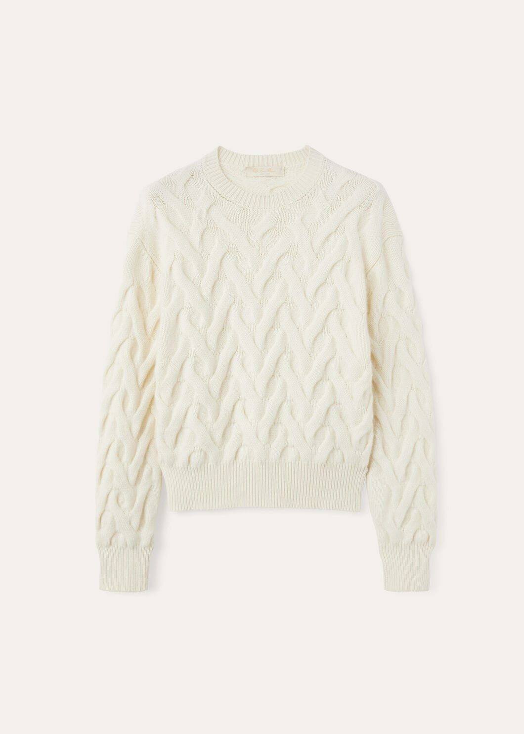 Loro Piana o1w1db10825 FAO6246 Cocooning Crewneck Sweater in White Size M / US 6-8 / IT 42-44 - 1 Thumbnail