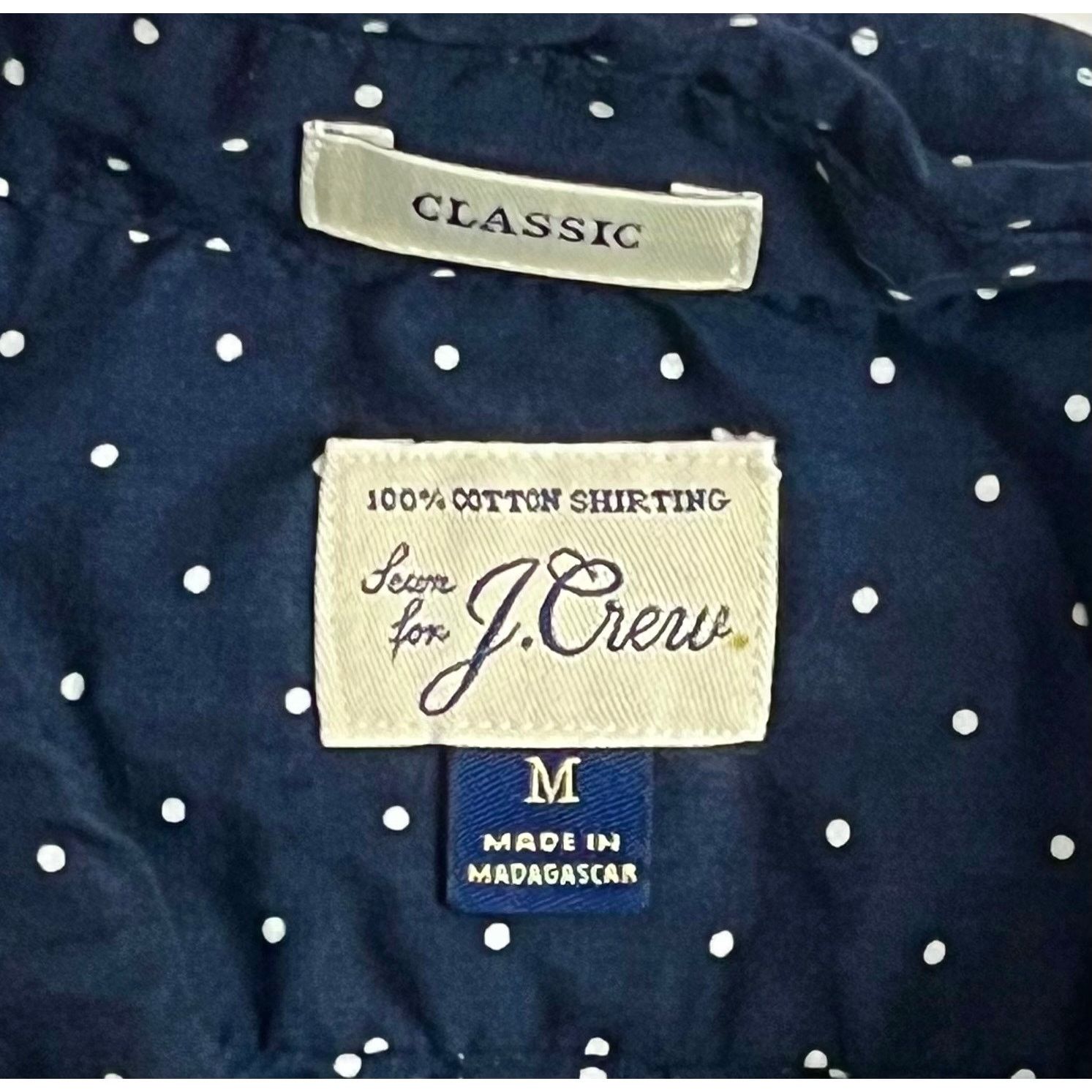 J.Crew J.Crew Classic Fit Polka Dot Short Sleeve Shirt Navy Blue Size US M / EU 48-50 / 2 - 3 Thumbnail