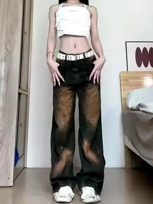 image of Vintage Street Baggy Pants Woman in Black, Women's (Size 30)