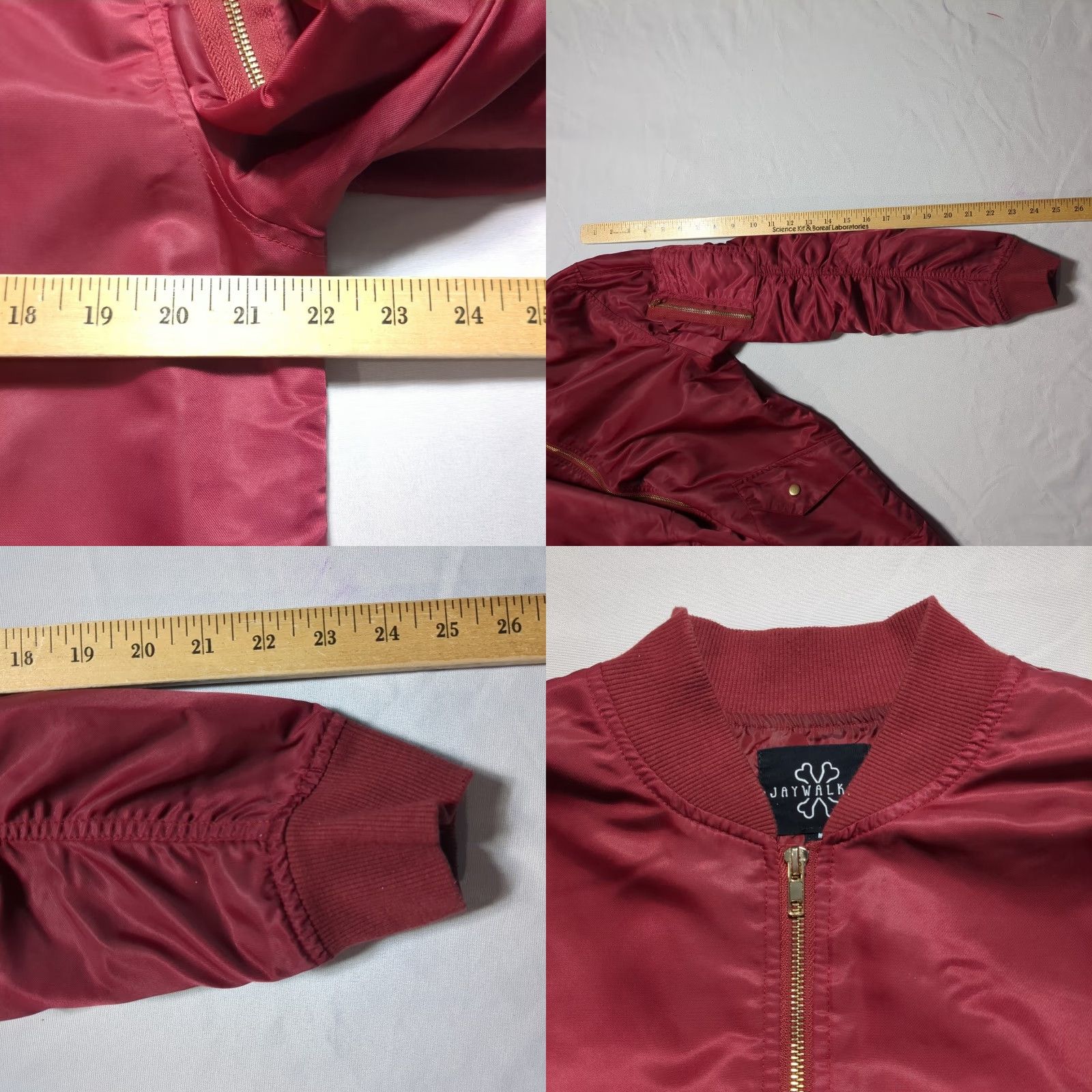 Vintage Jaywalker Bomber Jacket Ruched Sleeve Burgundy Gold Trim Nylon Men Medium Size US M / EU 48-50 / 2 - 8 Thumbnail
