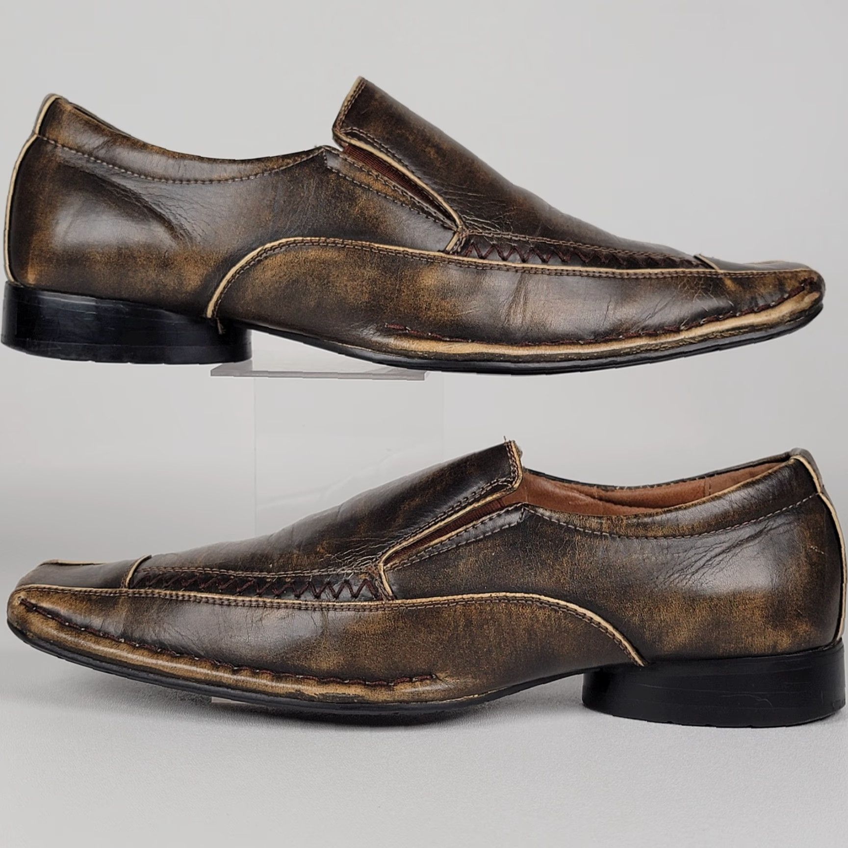 Vintage Top Rank Italy FashionStyles Brown Leather Dress Shoe Size 8 M Loafer Oxford Slip On Men Size US M / EU 48-50 / 2 - 5 Thumbnail