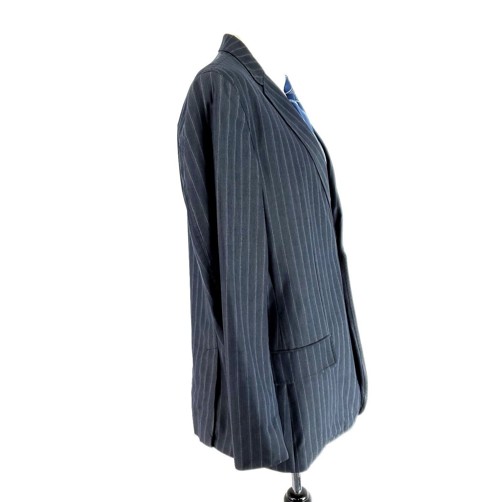 Calvin Klein Calvin Klein Cotton 2 Button Suit Jacket 42R Gray Striped XL Size 42R - 6 Thumbnail