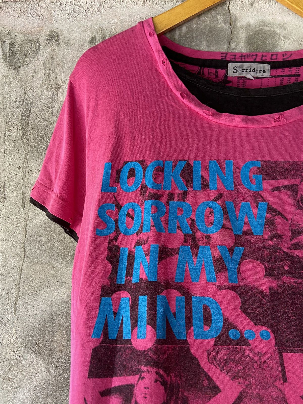 Beauty Beast × Hysteric Glamour × Japanese Brand LOCKING SORROW IN MY MIND DISTRESSED DOUBLE LAYER TEE Size US M / EU 48-50 / 2 - 9 Thumbnail