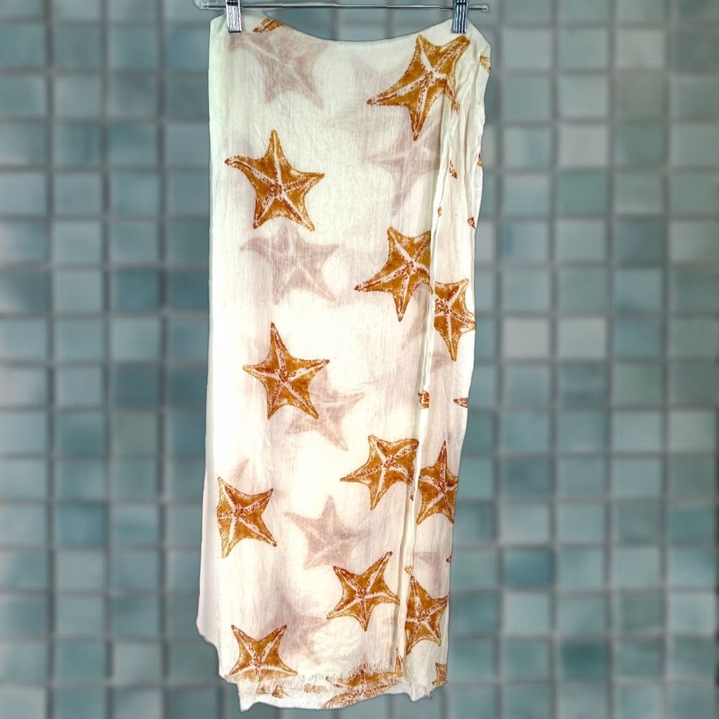 Vintage Vintage Starfish Print Women's Rectangle Scarf 72"x30" White Casual Classic Size ONE SIZE - 1 Thumbnail