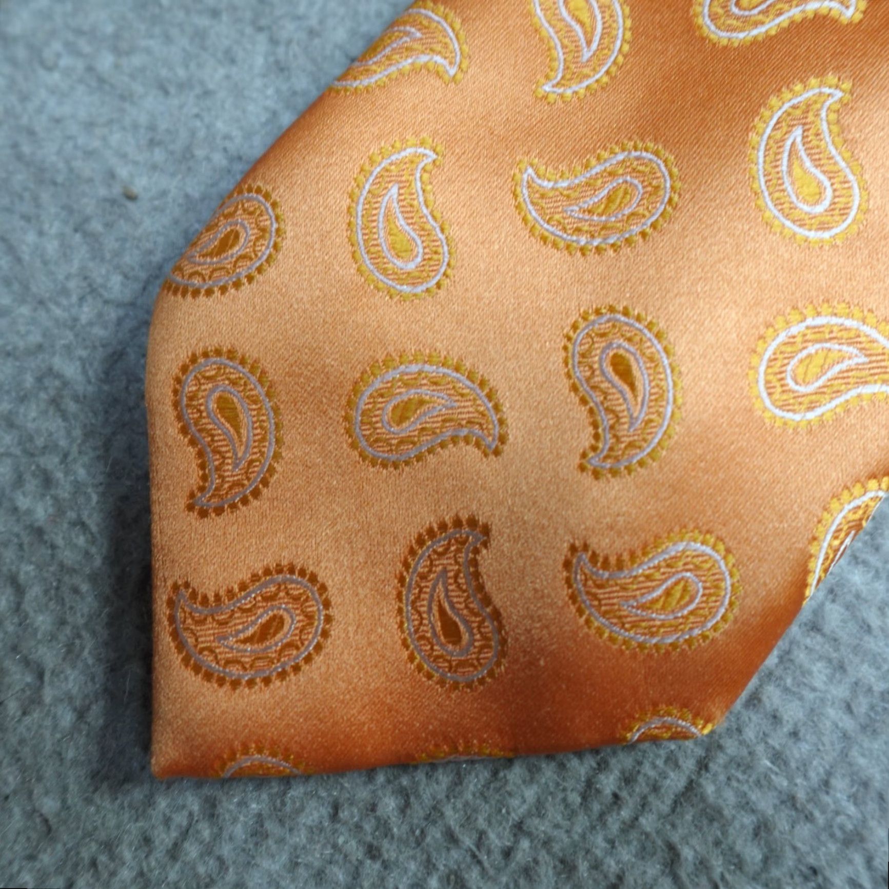 Canali Canali Tie Orange Silk Classic Jacquard Paisley All Over Silk Size ONE SIZE - 2 Thumbnail