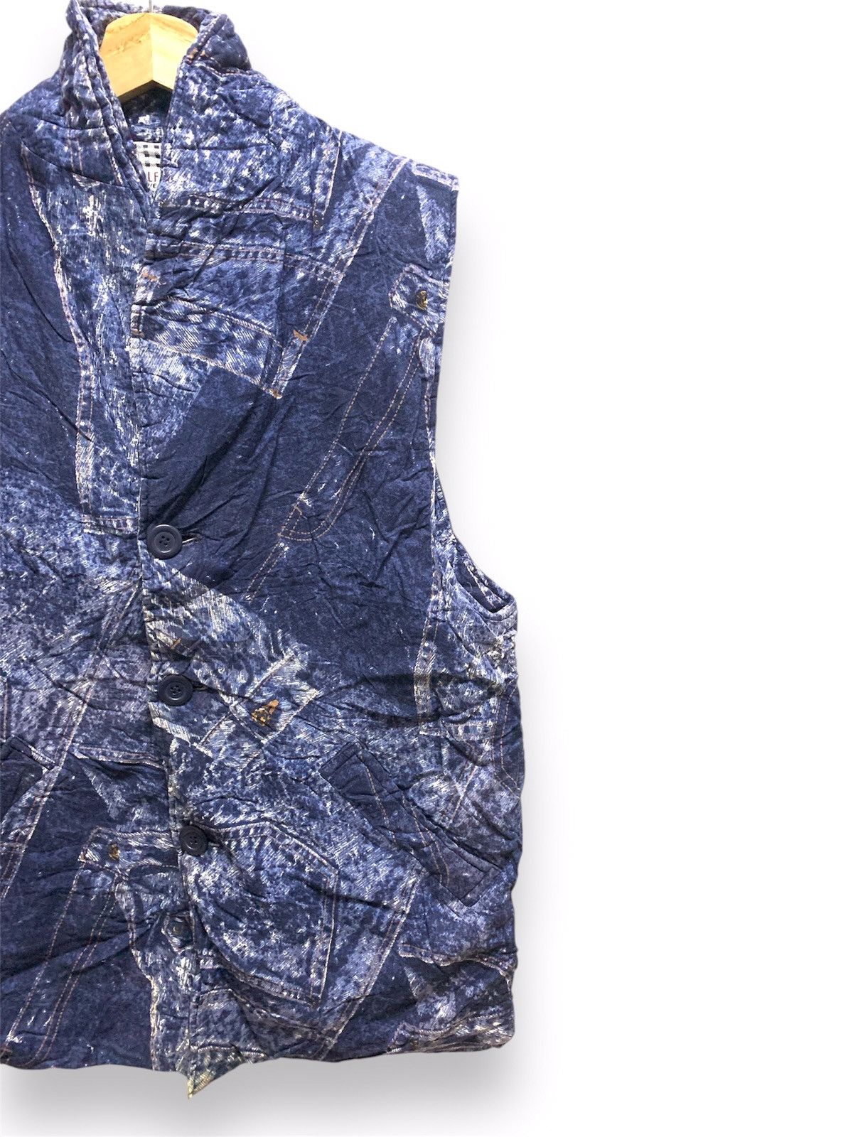 Blue Blue Japan × Japanese Brand Half Time Fullprint Jeans Vest Jacket Size US M / EU 48-50 / 2 - 4 Thumbnail