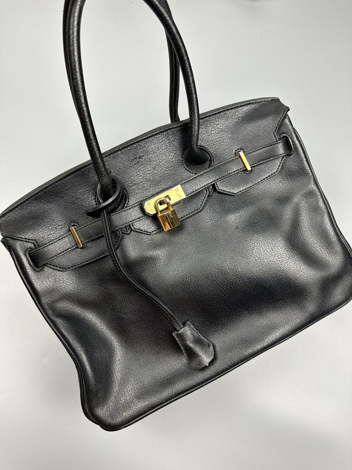 Handmade Hermes Birkin Inspired Custom Leather Handmade Bag Size ONE SIZE - 11 Thumbnail