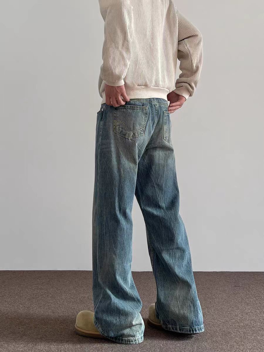 Japanese Brand × Vintage High street Y2K washed and distressed baggy jeans Size US 34 / EU 50 - 1 Thumbnail