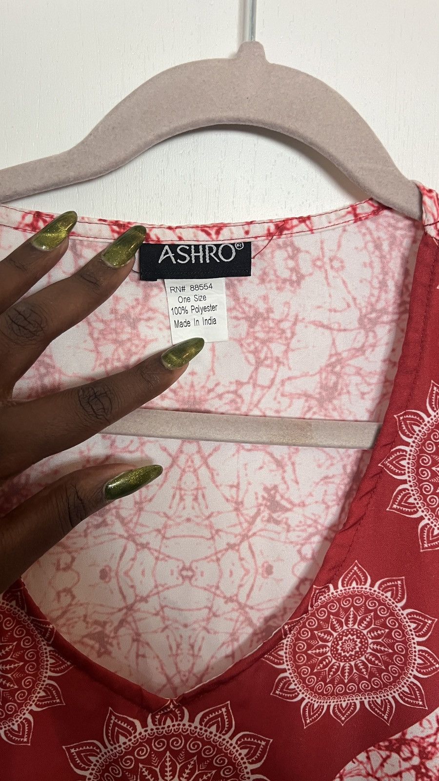 Other Ashro Red White Mandala Sun Kaftan Dress Kimono Sleeve Size ONE SIZE - 3 Thumbnail