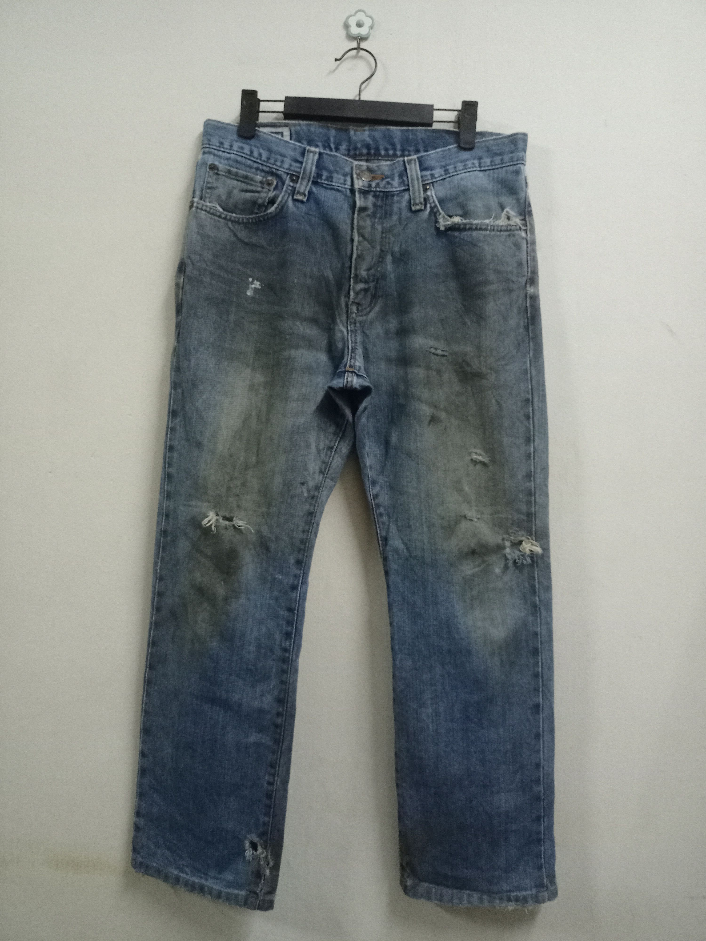 image of Distressed Denim x Edwin Vintage Japanese Edwin Mud Wash Grunge Loose Jeans in Blue, Men's (Size 32