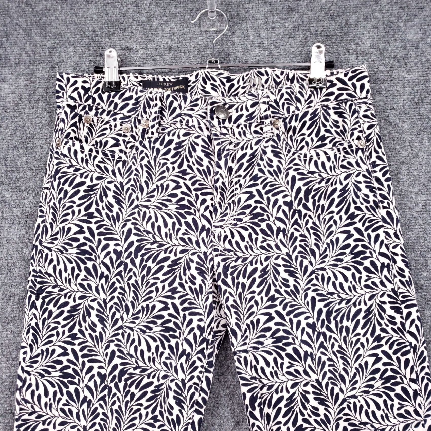 J.Crew J.CREW Pants Womens 29 Blue Mid Rise Slim Toothpick Floral Ankle Stretch Trouser Size 29" - 3 Thumbnail