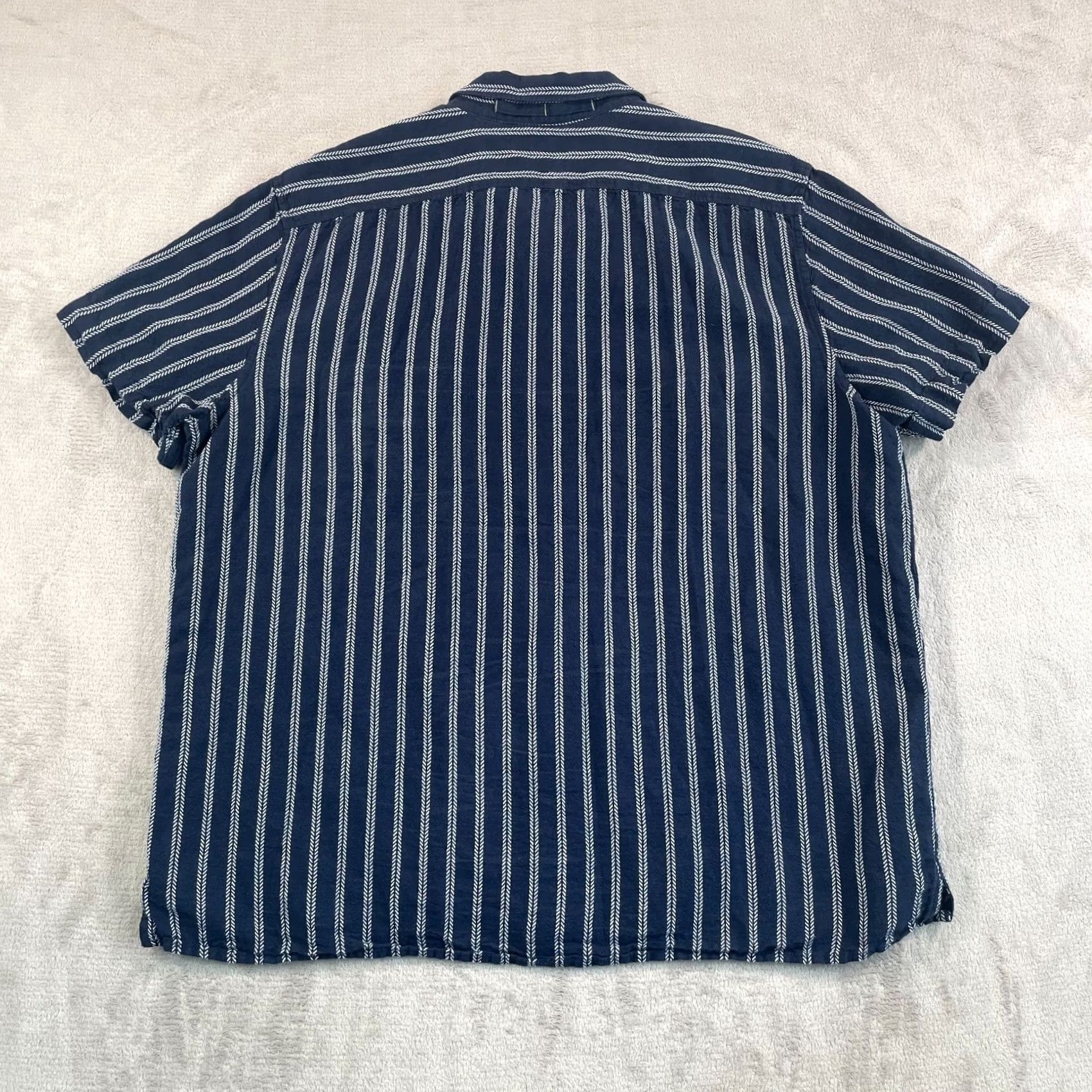 Banana Republic Banana Republic Camp Shirt Men XL Blue Striped Linen Blend Button-Up Casual Vacation Size US XL / EU 56 / 4 - 4 Thumbnail