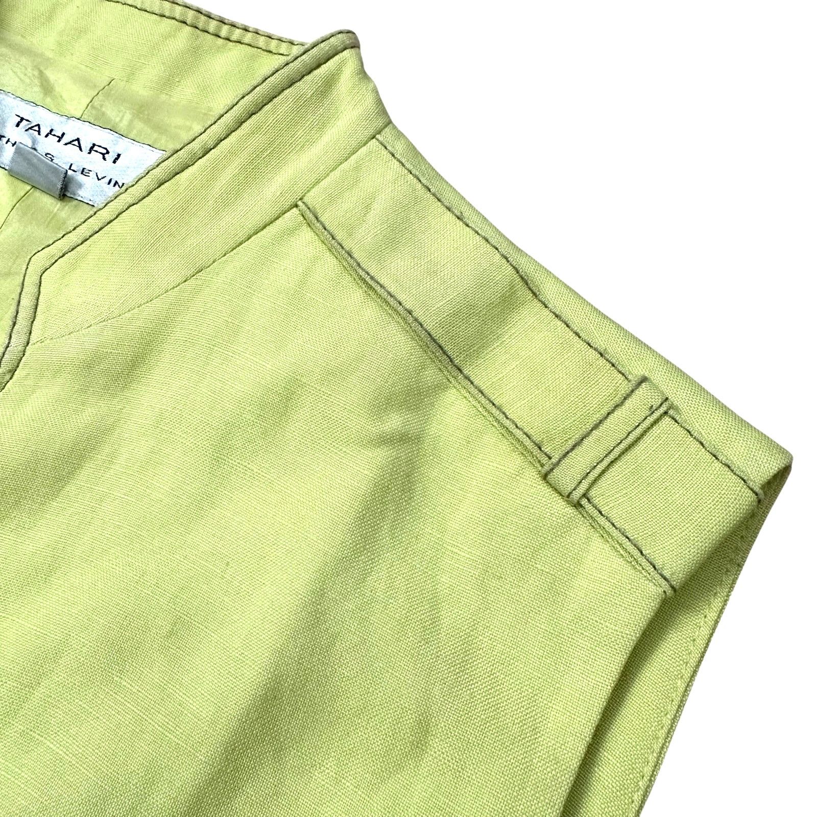 Elie Tahari Tahari Linen Blend Lime Green Belted Pocket Vest Size 8 Size M / US 6-8 / IT 42-44 - 7 Thumbnail