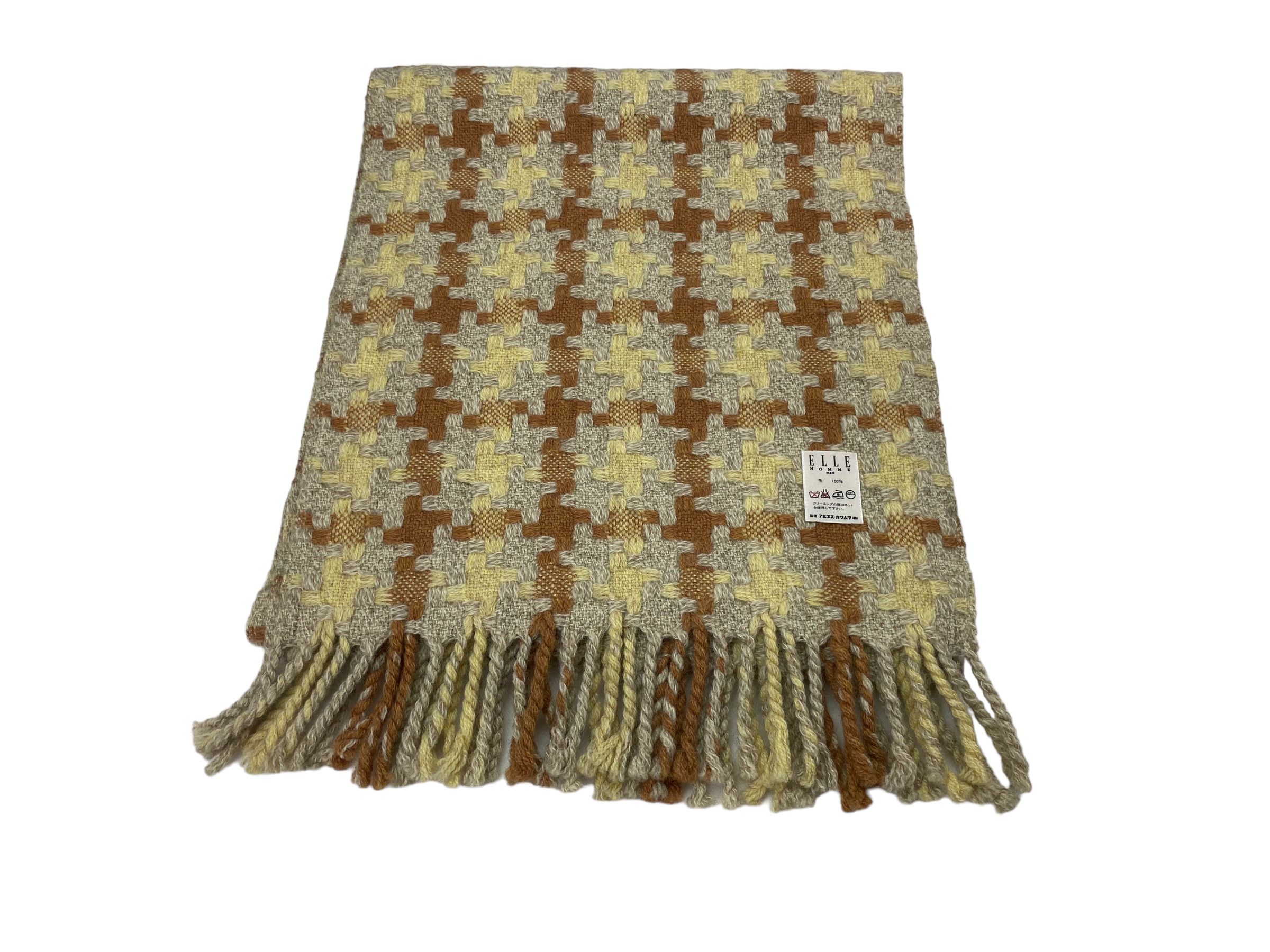 Vintage Vintage ELLE Homme Scarf – 90s Pure Wool Retro Muffler Size ONE SIZE - 6 Thumbnail