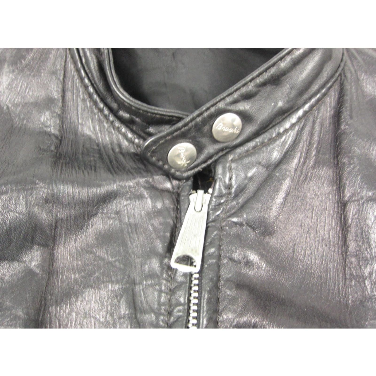 Brooks VINTAGE Brooks Leather Jacket Mens M Black Cafe Racer 50s 60s Biker Leather Jacket Short Zip Full Zip Lined 80s 90s Motorcycle Men Jacket Size US M / EU 48-50 / 2 - 3 Thumbnail