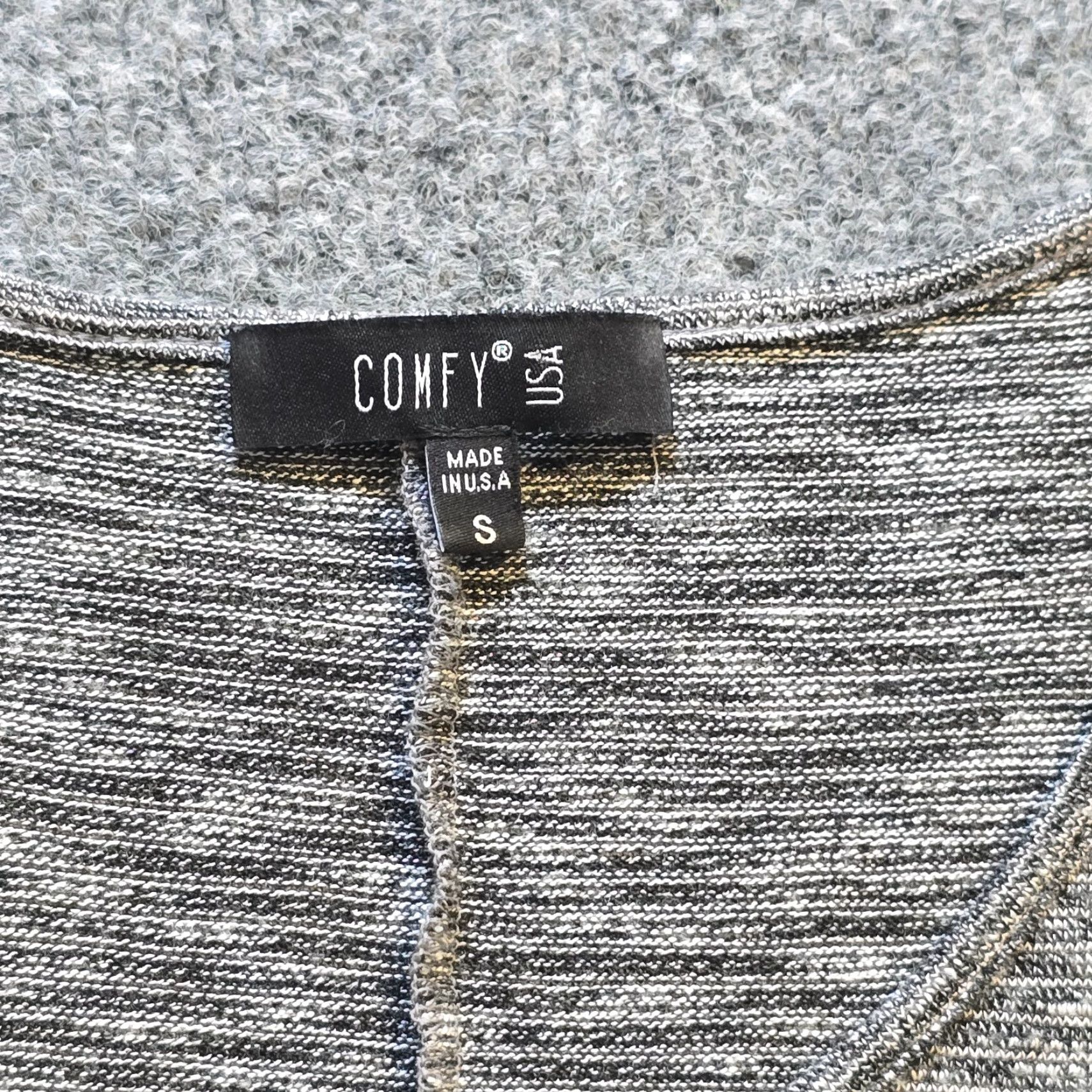 Vintage Comfy USA Top Womens Size small Gray Striped Tunic Long Sleeve Casual Blouse Add Velvet? Size S / US 4 / IT 40 - 3 Thumbnail