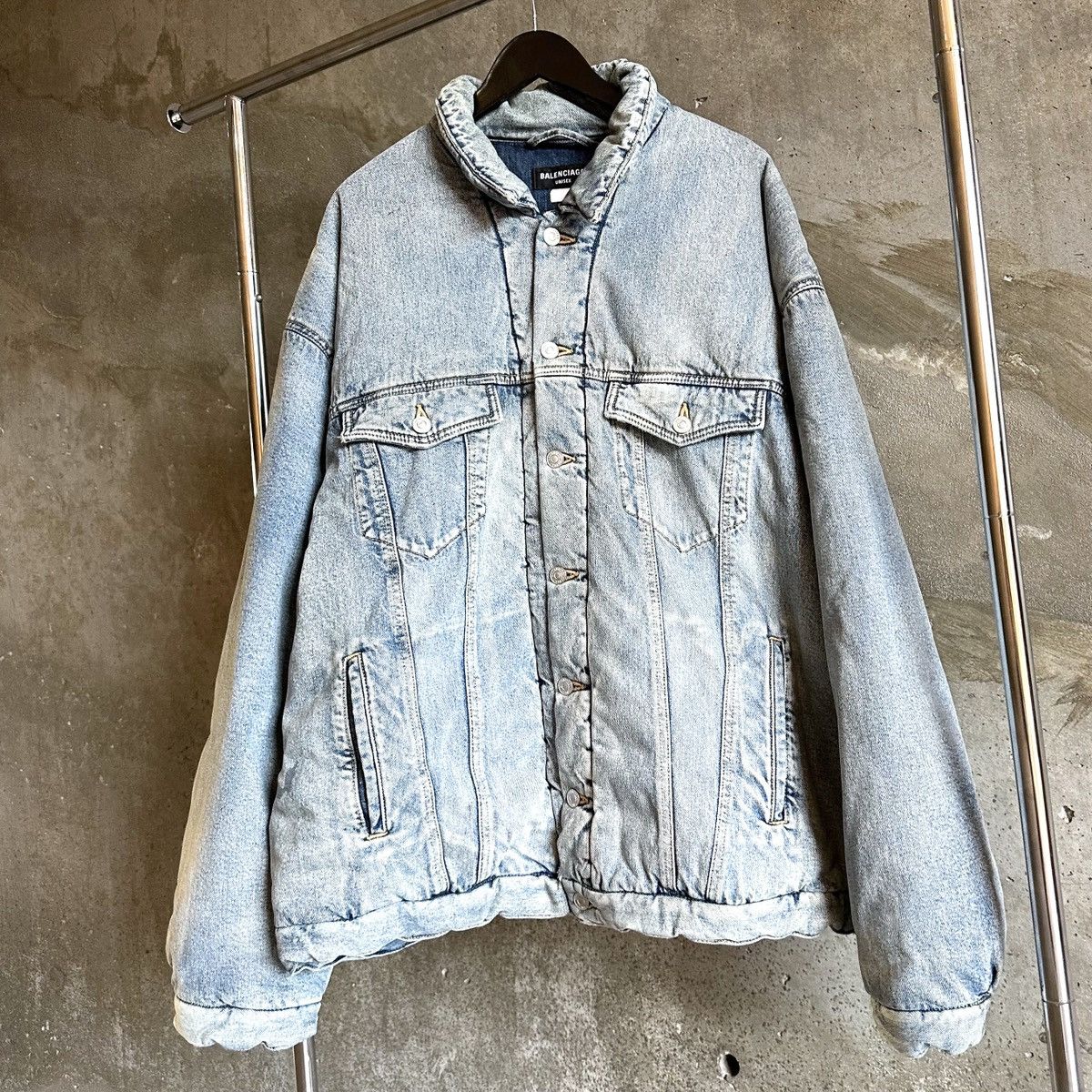 Balenciaga SAMPLE Padded Japanese Denim Jacket Size US XL / EU 56 / 4 - 1 Thumbnail