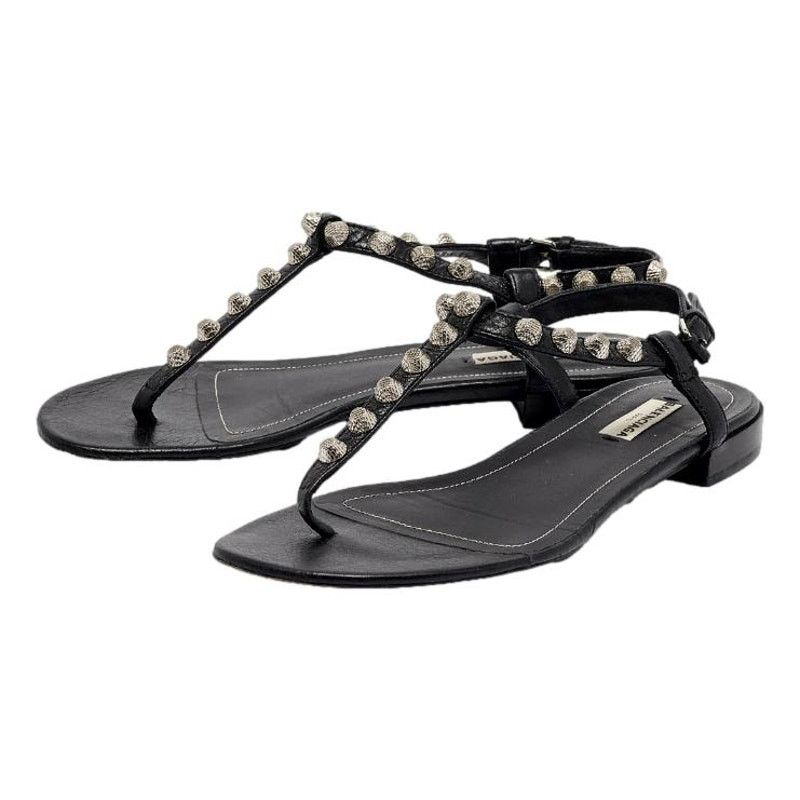 Balenciaga Balenciaga Black Leather Arena Studded Flat Sandals 38.5 8 Size US 8.5 / IT 38.5 - 1 Thumbnail