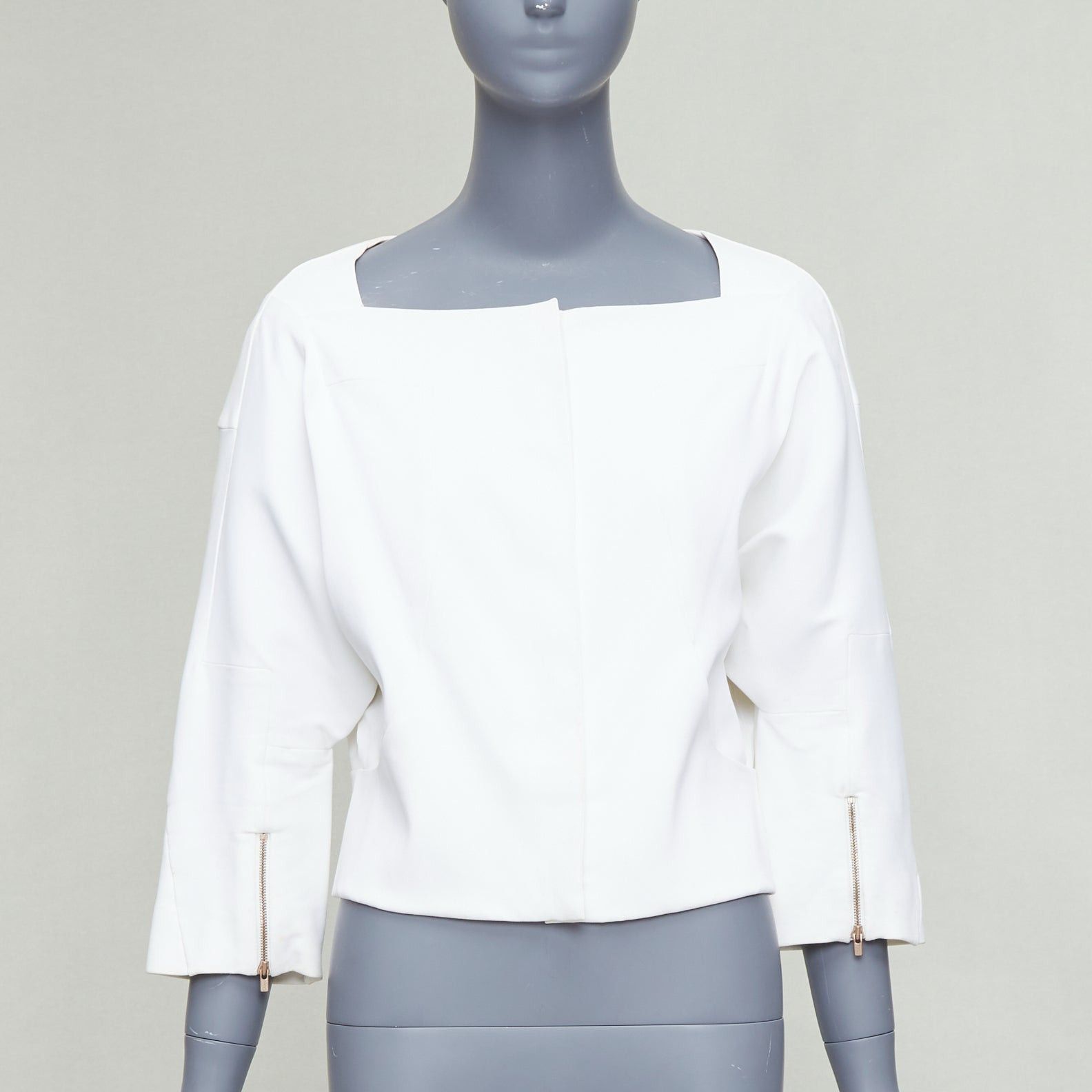 Chloe CHLOE white cotton batwing square collar zip cuff crop jacket FR36 S Size S / US 4 / IT 40 - 1 Thumbnail