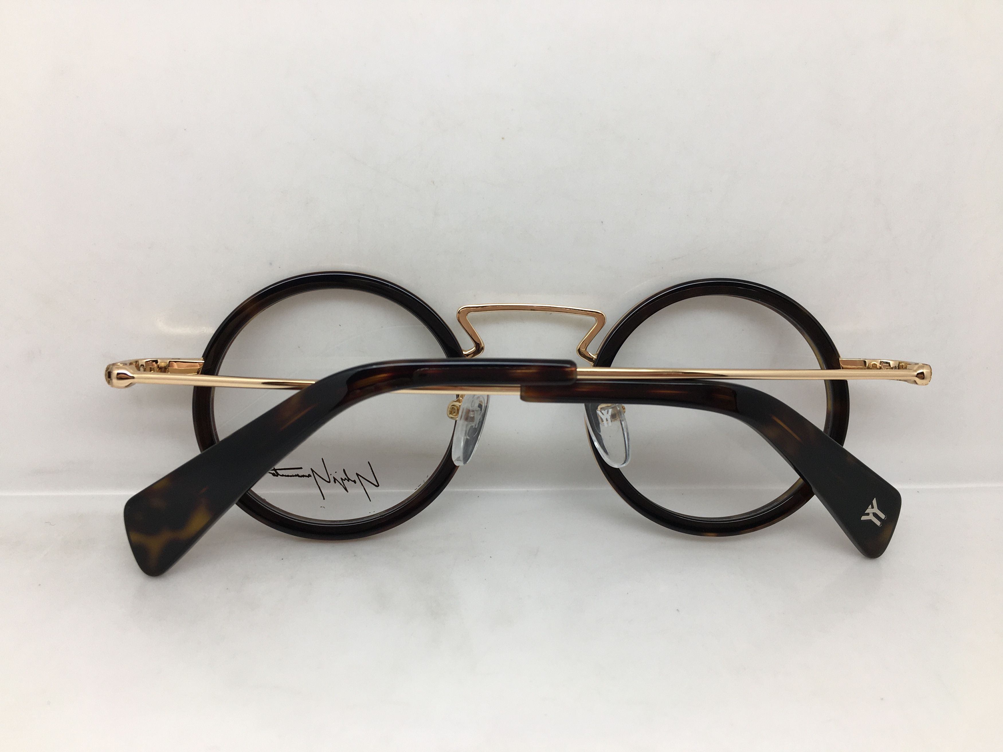 Yohji Yamamoto Yohji Yamamoto YY 1003 Gold Tortoise Rims Round Eyeglasses Size ONE SIZE - 3 Thumbnail