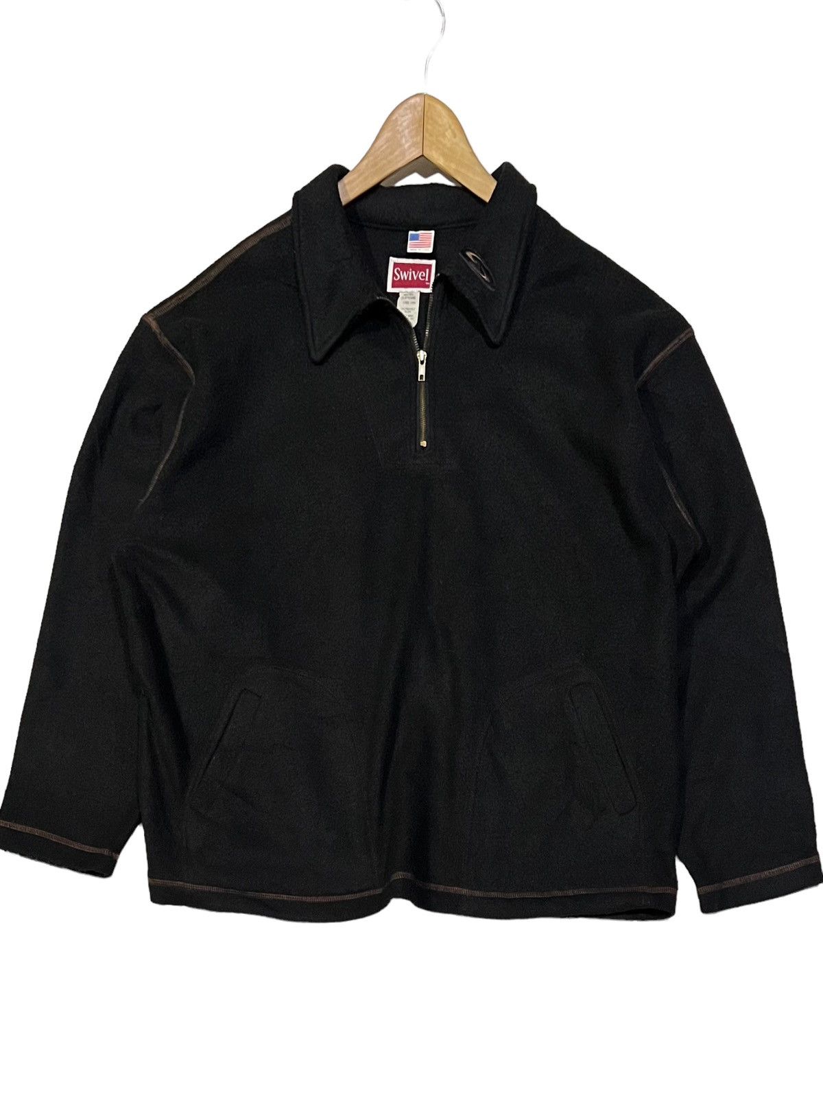 image of 1990X Clothing x Made In USA Vintage Swivel Half Zip Embroidery Small Logo Oversize Usa in Black (S
