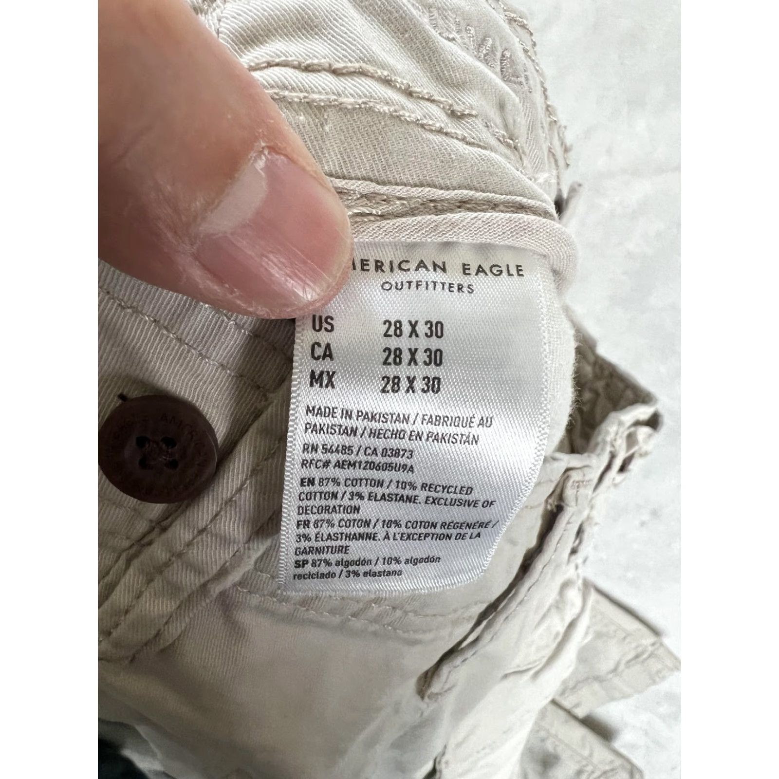 American Eagle Outfitters American Eagle Slim Lived-In Cargo Pants Mens 28x29 Beige Stretch Casual Size US 28 / EU 44 - 7 Thumbnail