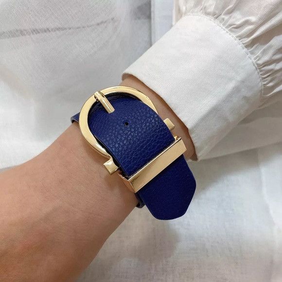 Other Punk Style Adjustable Wide PU Leather Bracelet (Blue) Size ONE SIZE - 2 Thumbnail