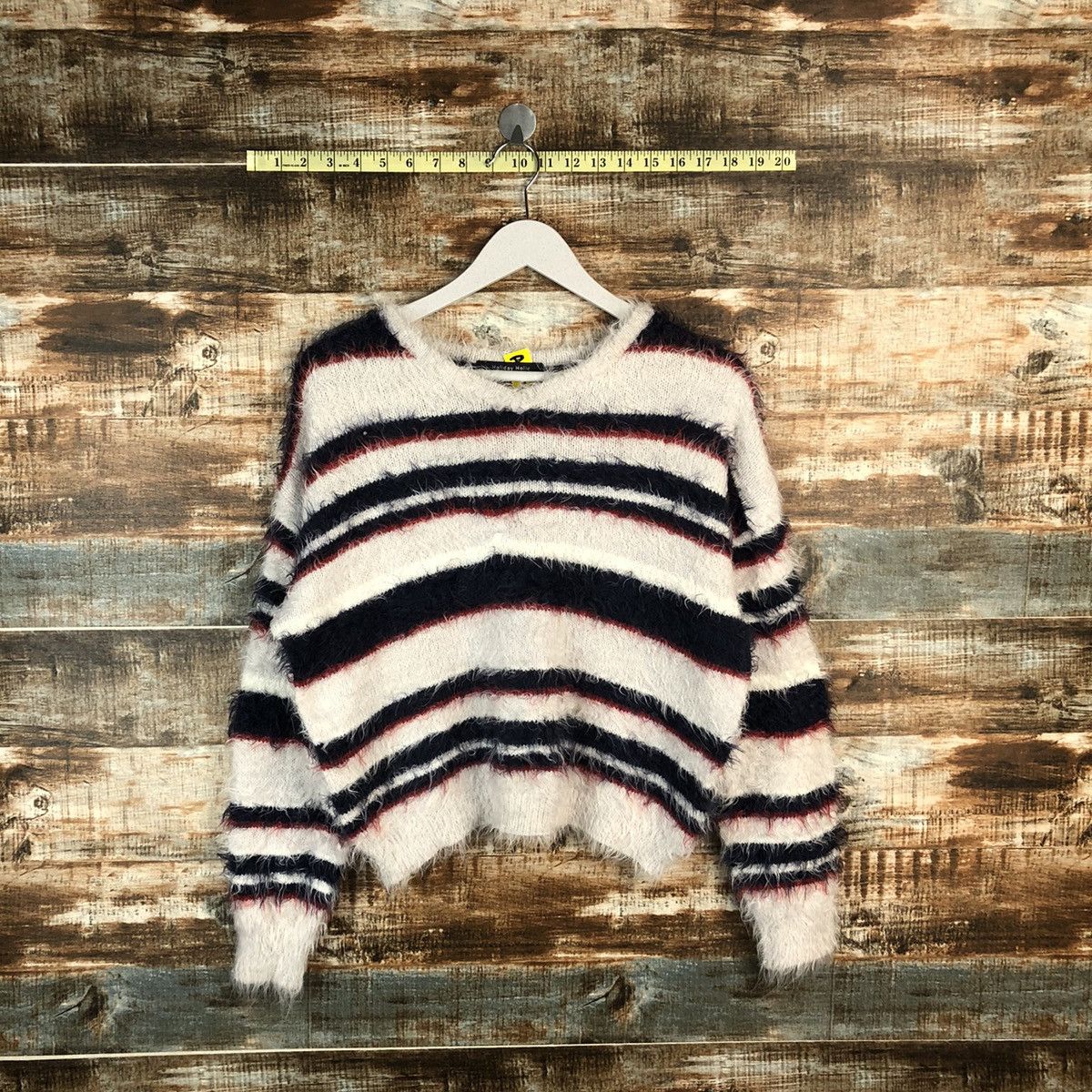 Holiday Holic mohair fur shaggy stripe Knitwear #A1316