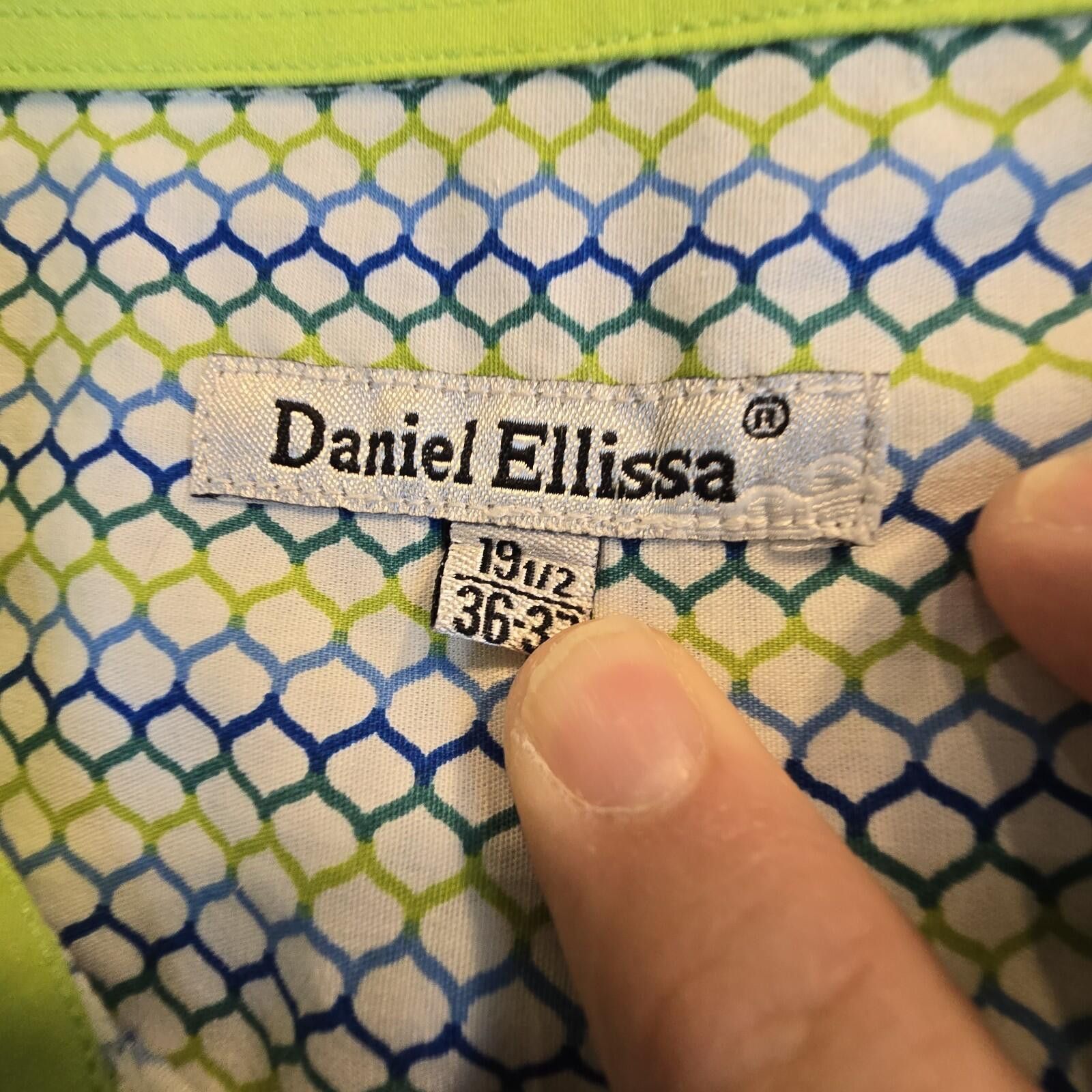 Other Daniel Ellissa Mens Dress Shirt White & Green Stripe Sz 19.5 Size 52R - 5 Thumbnail