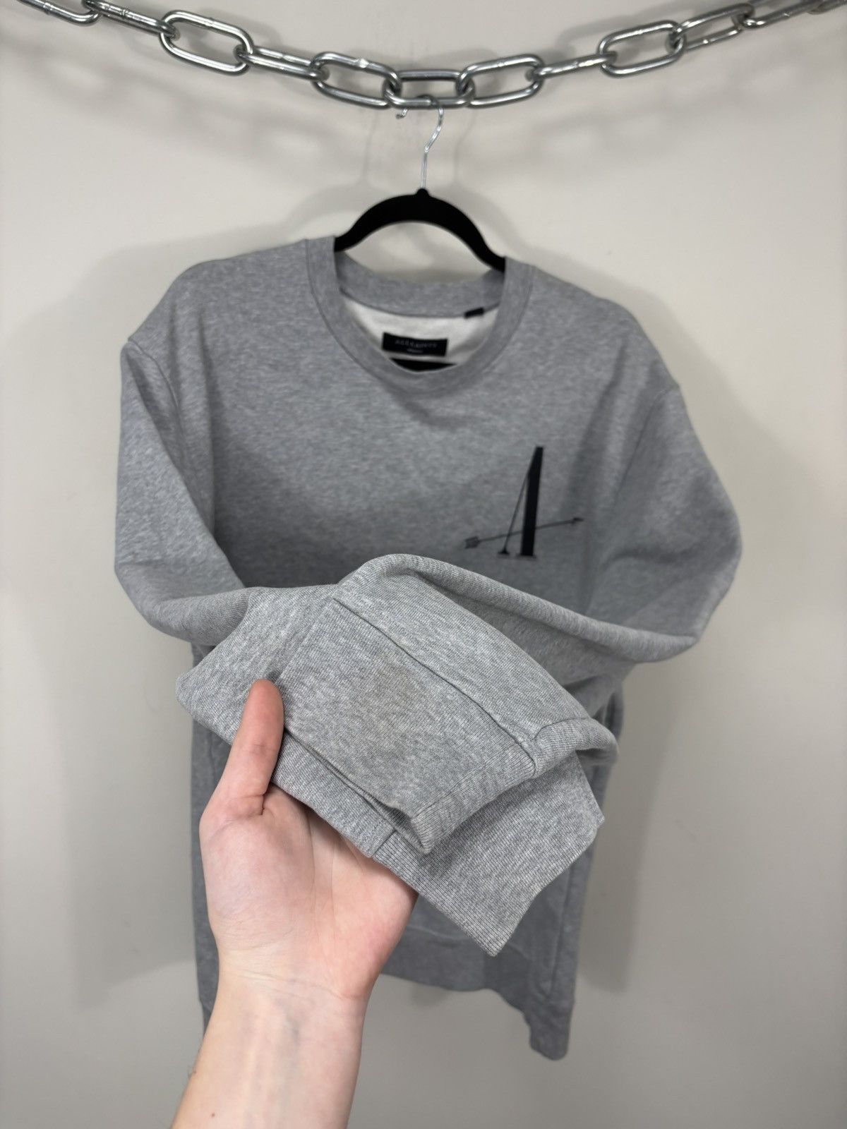 Allsaints AllSaints Men’s Target Crew Arrow Logo Grey Sweatshirt Size US M / EU 48-50 / 2 - 6 Thumbnail