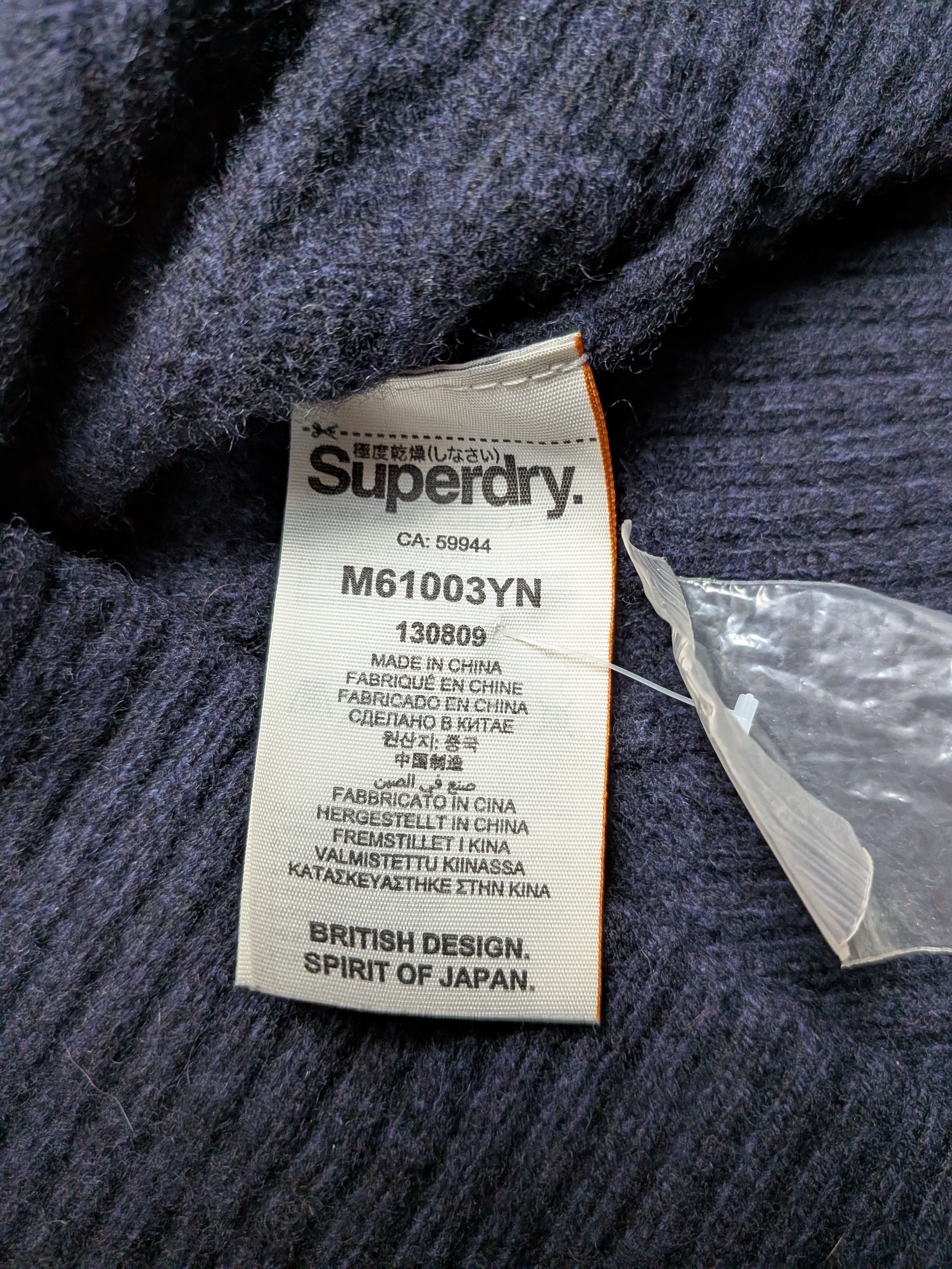 Superdry Superdry Navy Lambswool Chunky-Knit Sweater M L Waffle Knit Size US L / EU 52-54 / 3 - 10 Thumbnail