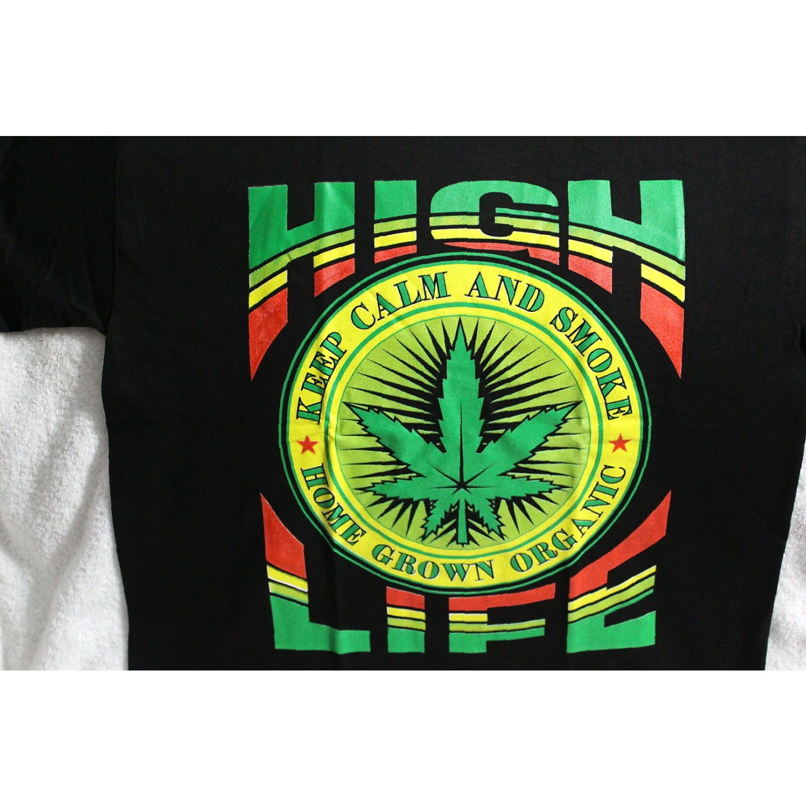 Vintage VINTAGE ALSTYLE APPAREL Marijuana T-Shirt Men Large Black Keep Calm and Smoke Home Grown 100% Cotton Graphic Tee Size US L / EU 52-54 / 3 - 2 Thumbnail
