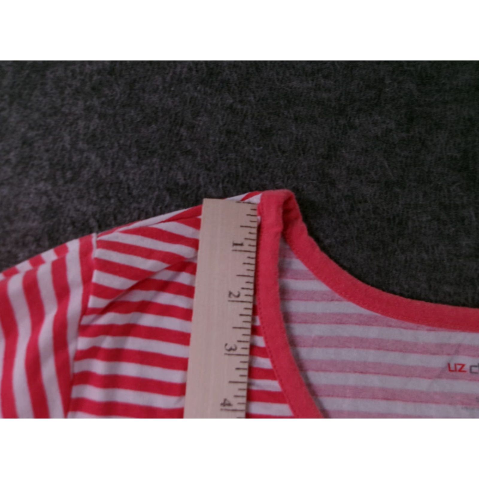 Liz Claiborne Liz Claiborne Shirt Womens 2XL Red White Striped Short Sleeve V-Neck Sleep Top Size XXL / US 16-18 / IT 52-54 - 4 Thumbnail