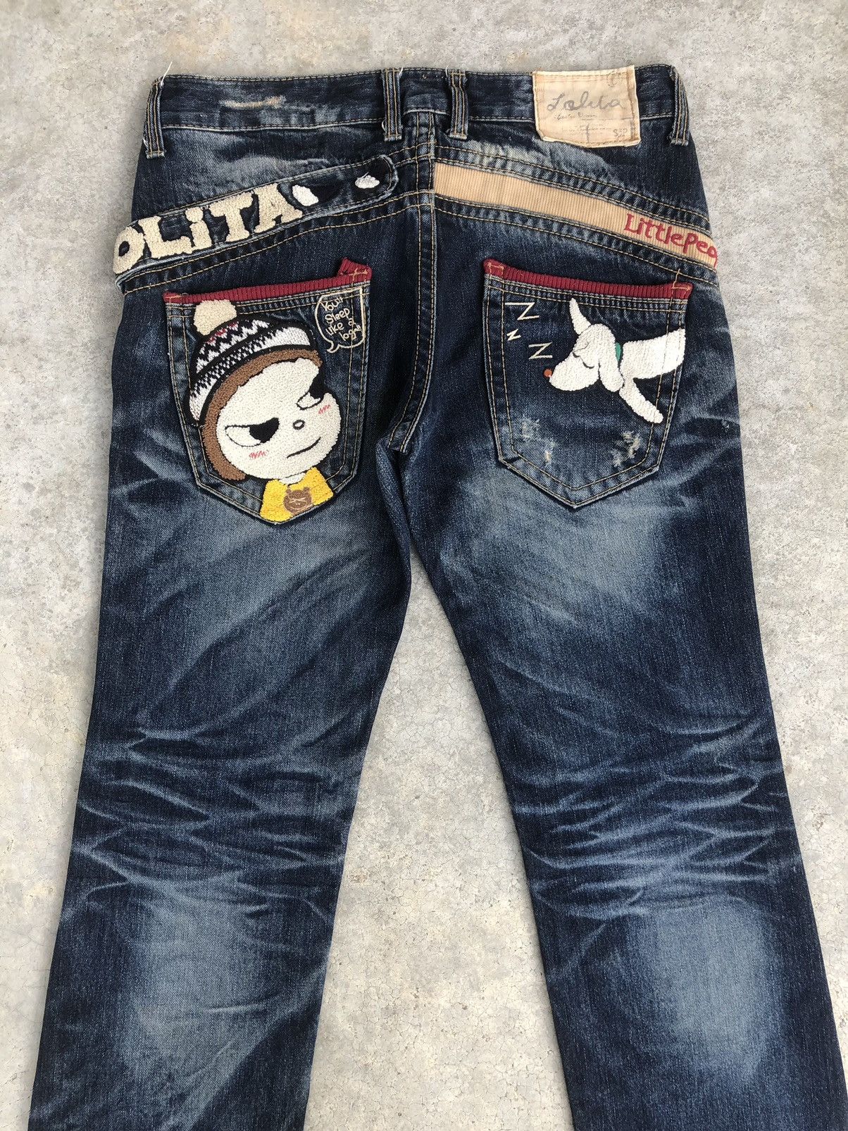 Japanese Brand Rare Yoshitomo Nara Lolita Dog Distressed Jeans Size US 33 - 8 Thumbnail