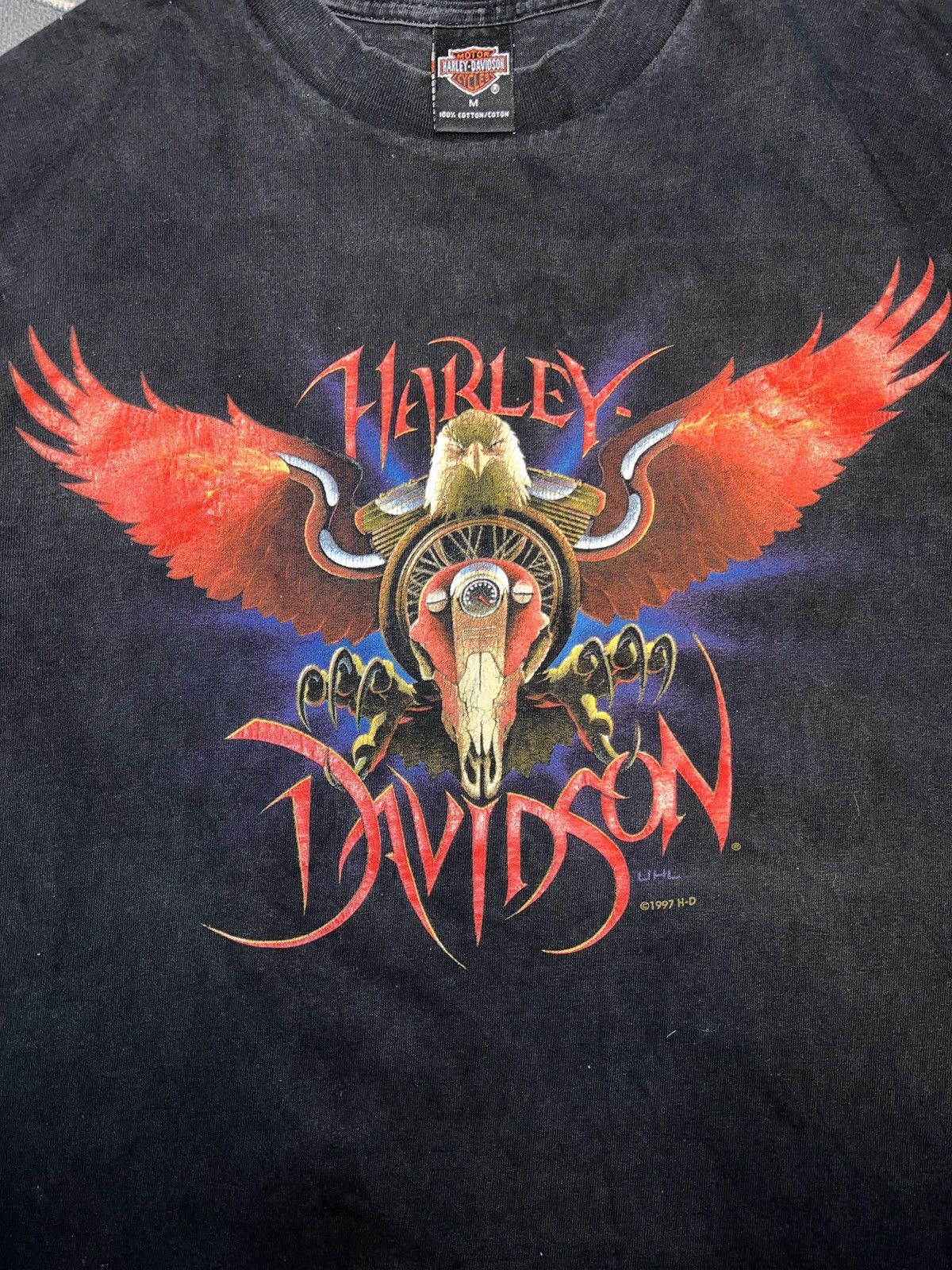 Harley Davidson Vintage 1997 Harley Davidson Eagle Flames tee Size US M / EU 48-50 / 2 - 2 Thumbnail