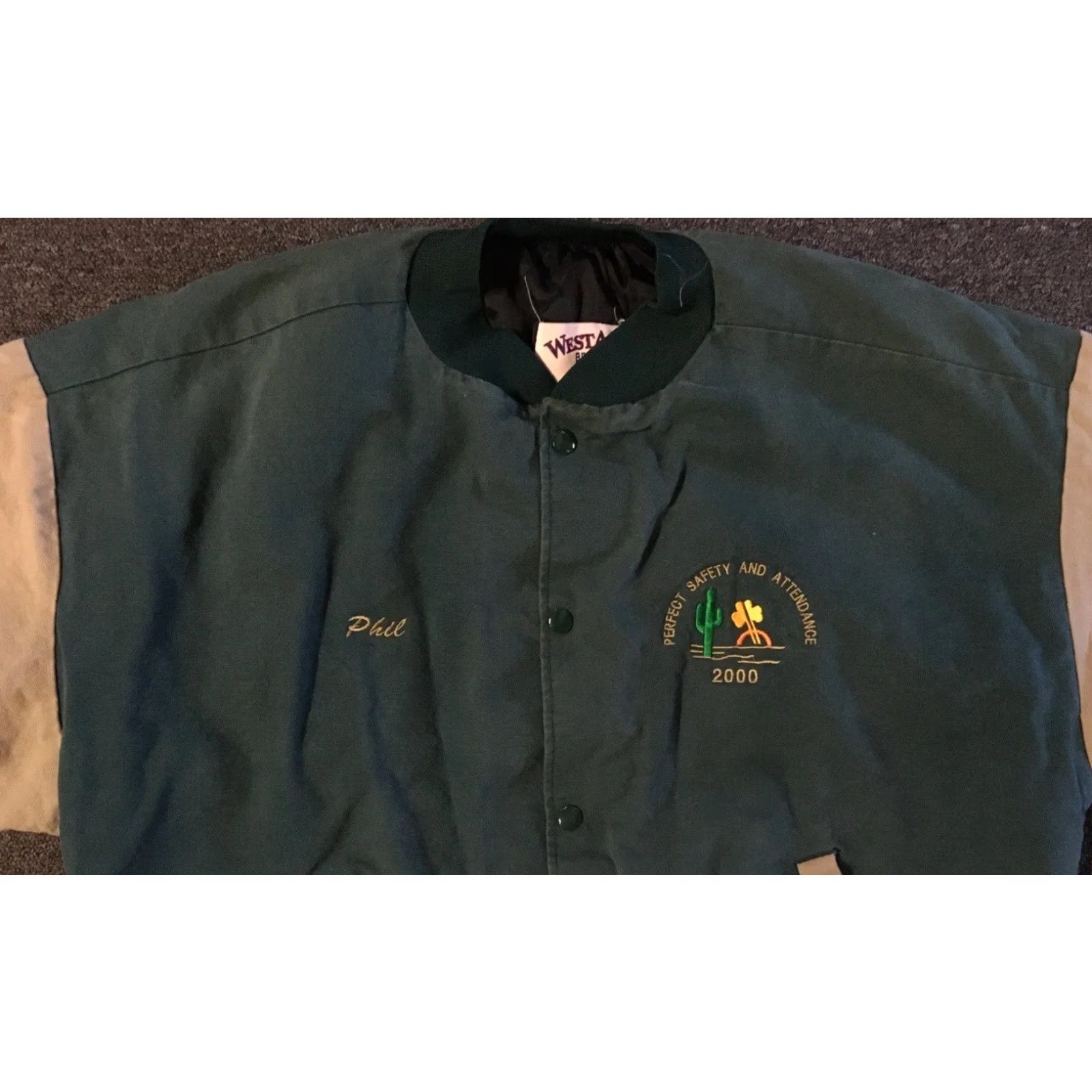 Vintage VINTAGE Motorcycle Construction Safety Faded Bomber Jacket L USA Green Trucker Punk 90s Mens Size US L / EU 52-54 / 3 - 4 Thumbnail