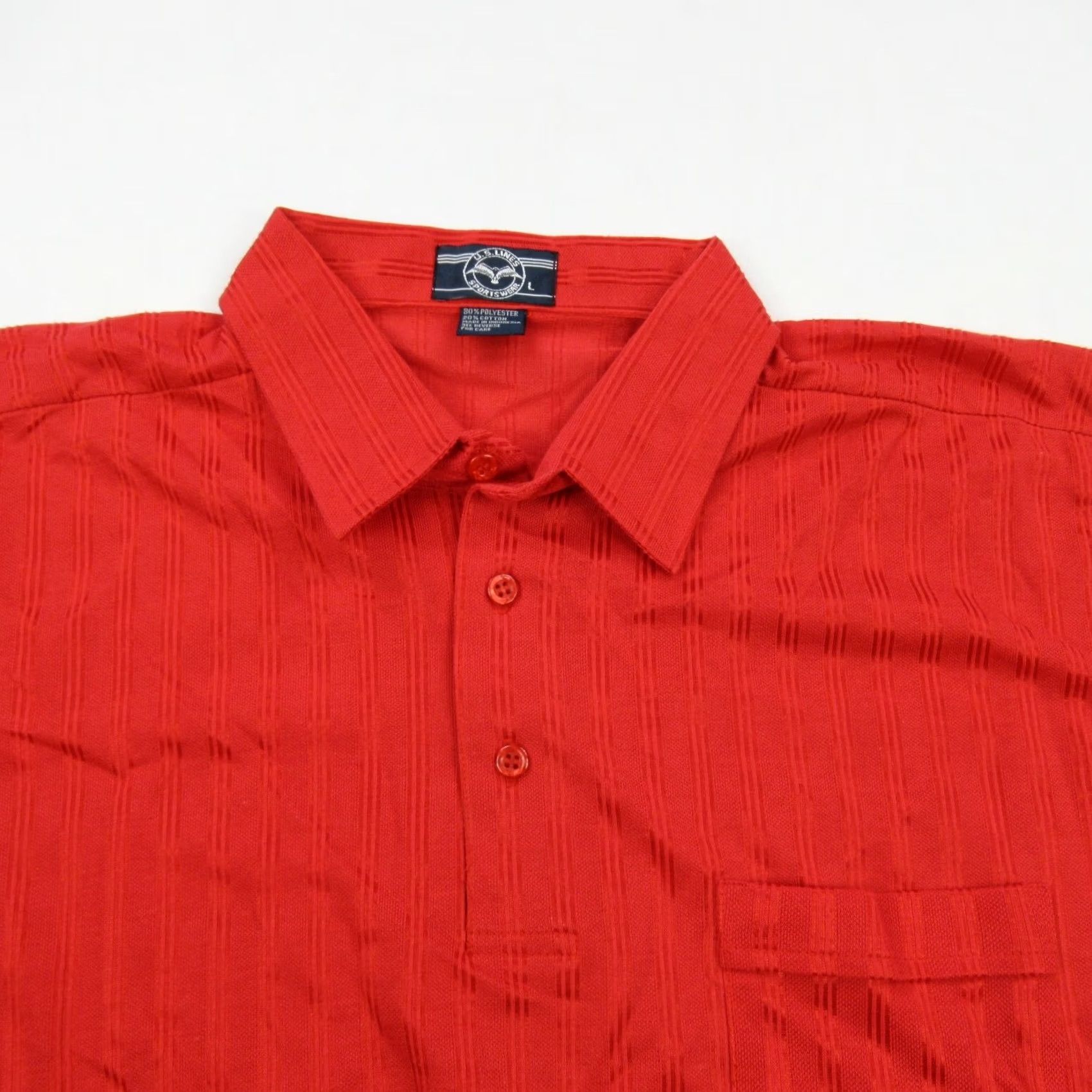 Vintage Vintage US Lines Sportswear Shirt Mens Large Red Stripes Golf Short Sleeve Size US L / EU 52-54 / 3 - 2 Thumbnail