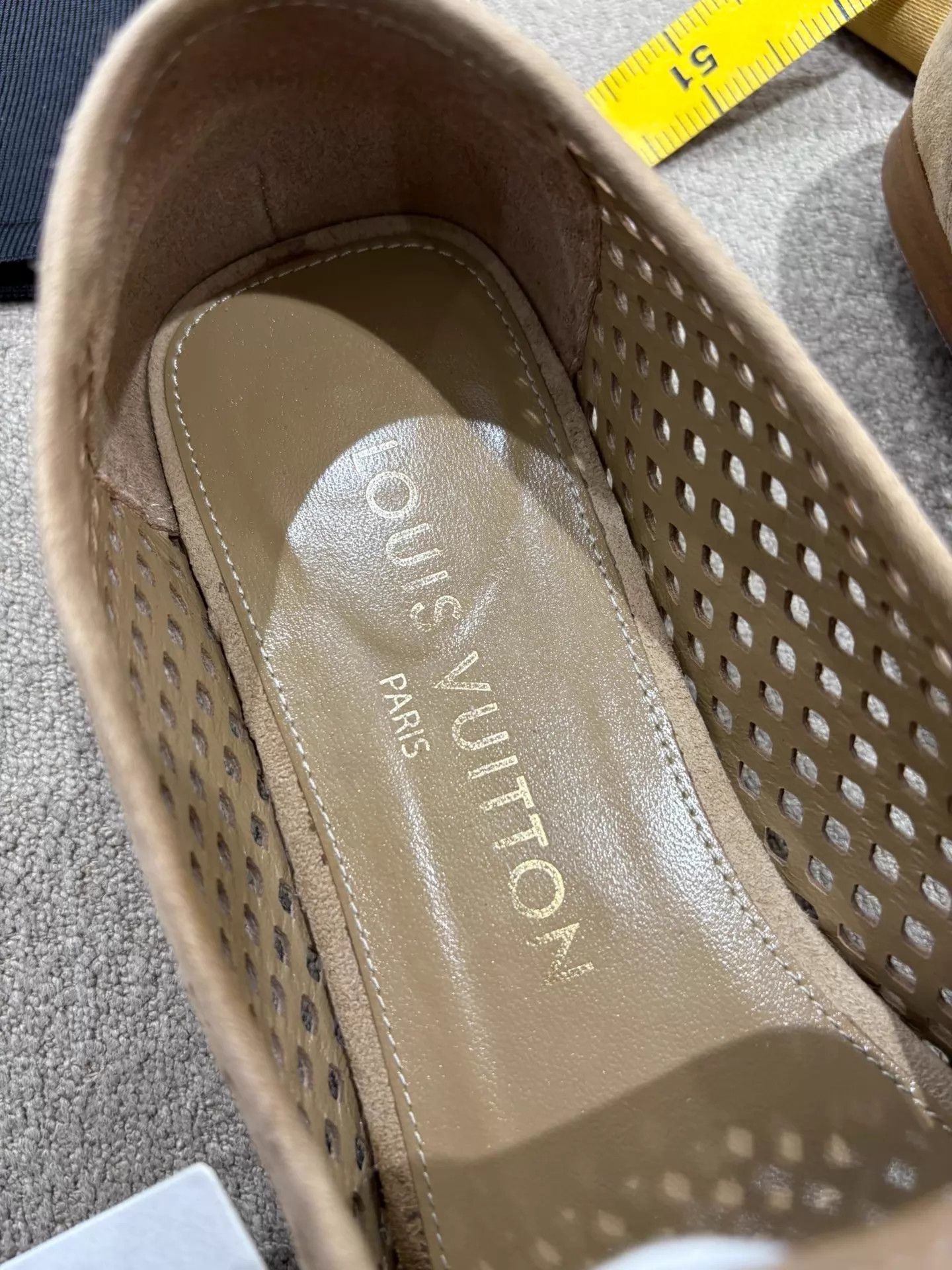 Louis Vuitton Louis Vuitton Beige Suede Perforated Loafer Size US 7 / IT 37 - 3 Thumbnail