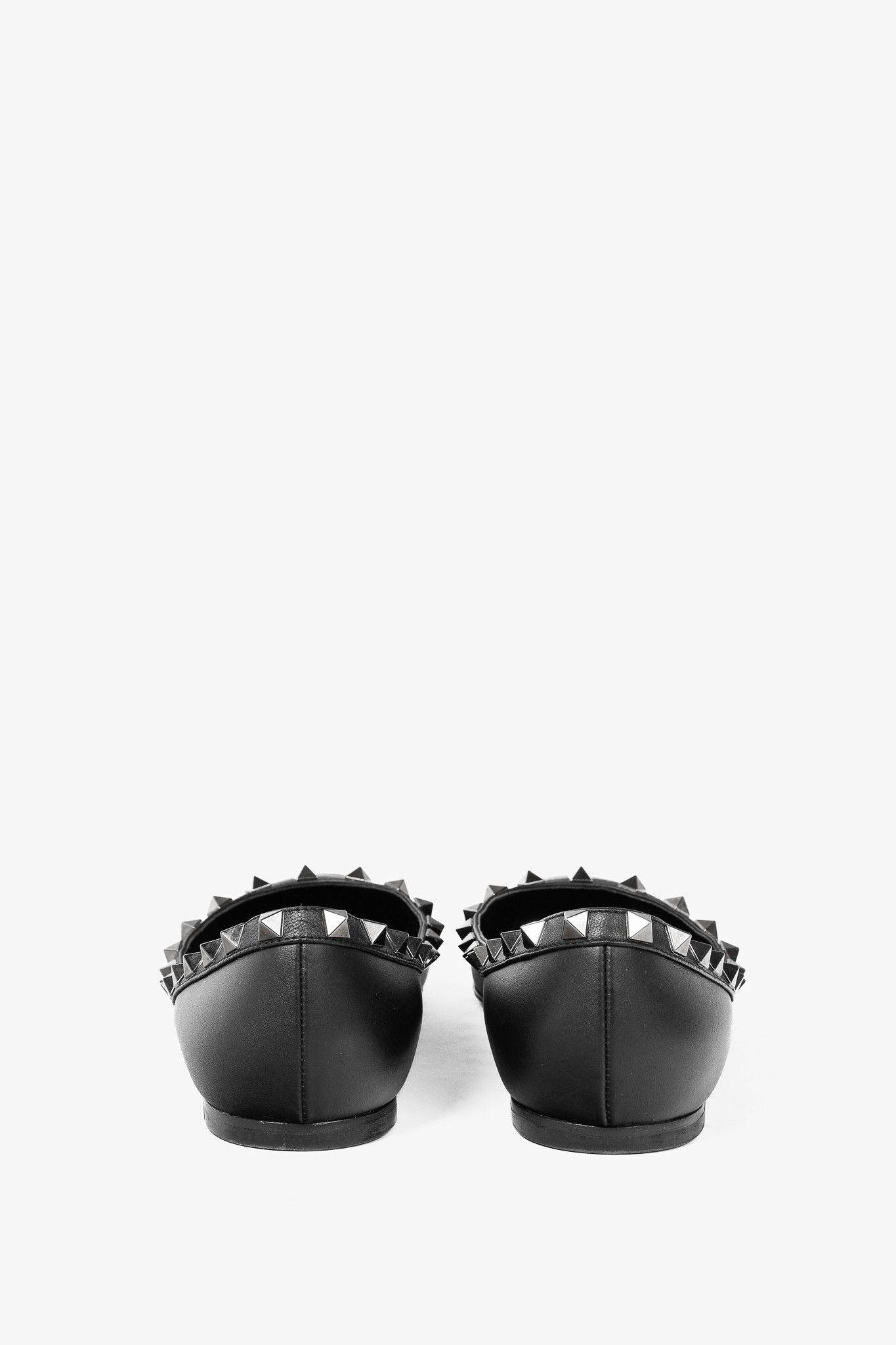 Valentino Valentino Garavani Nero Rockstud Noir Leather Flats Size US 6.5 / IT 36.5 - 3 Thumbnail
