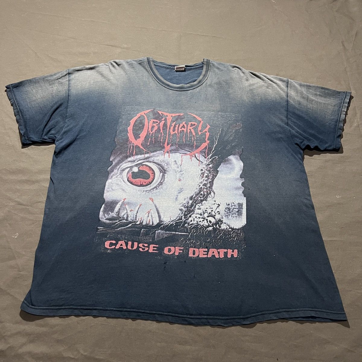 Band Tees Vintage Y2K Obituary Cause Of Death Tee 2XL Faded Thrashed Size US XXL / EU 58 / 5 - 5 Thumbnail